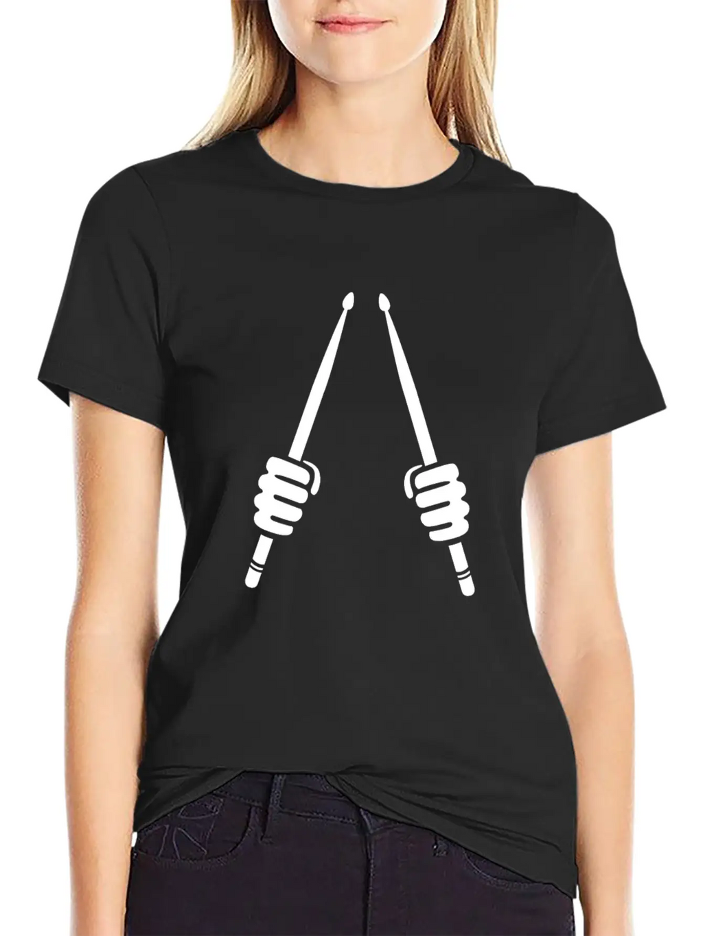 Drummer Hand Drumsticks Modern Fit Casual T-Shirt – Clean And Versatile Design