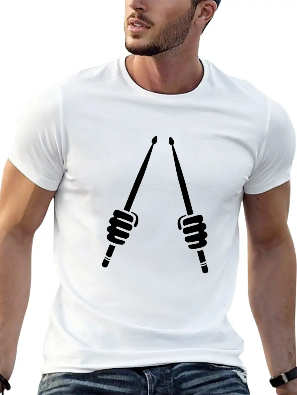 Drummer Hand Drumsticks Modern Fit Casual T-Shirt – Clean And Versatile Design