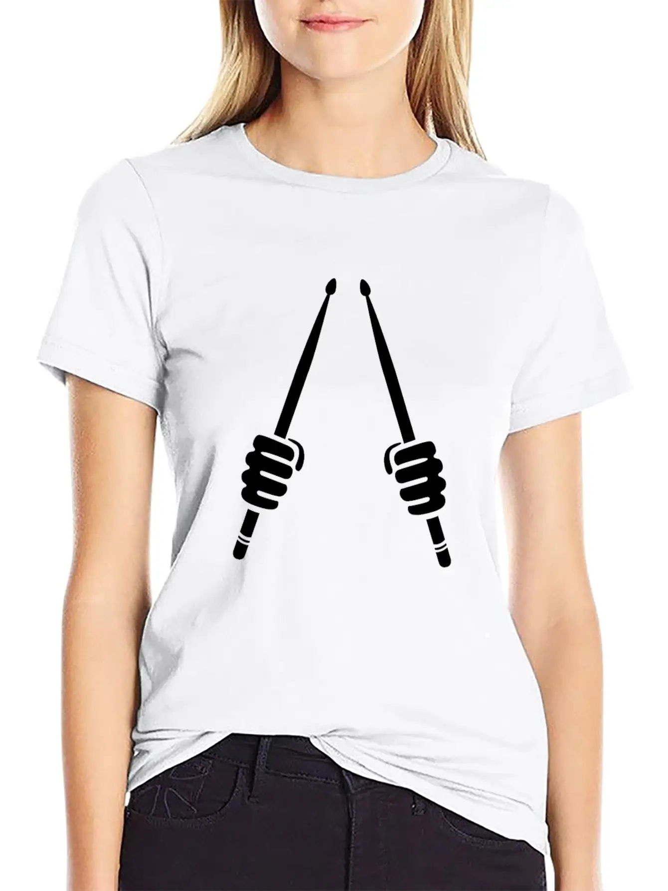 Drummer Hand Drumsticks Modern Fit Casual T-Shirt – Clean And Versatile Design