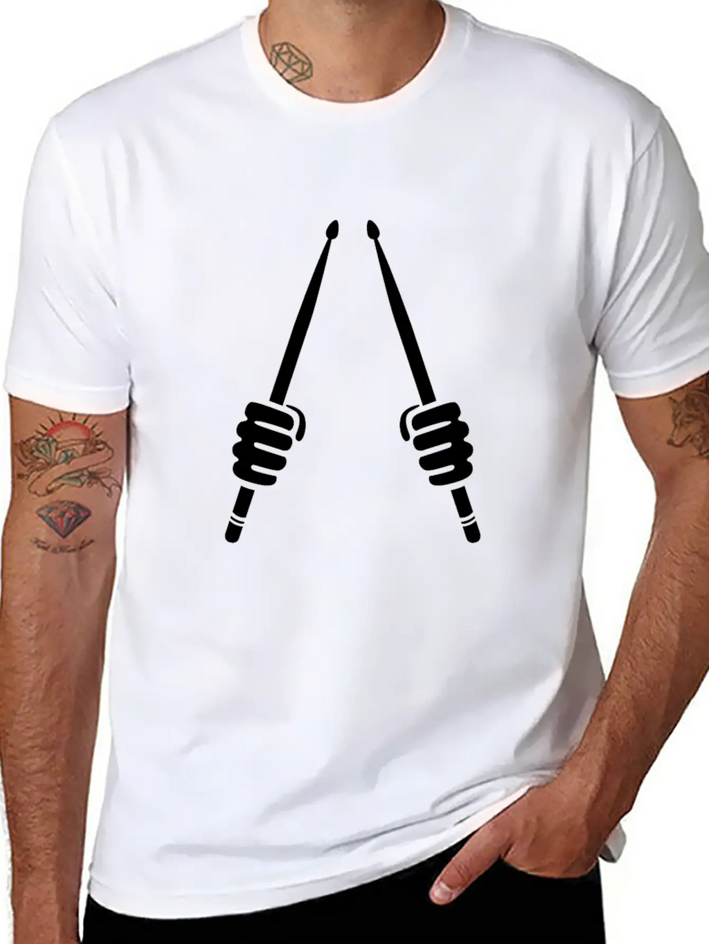 Drummer Hand Drumsticks Modern Fit Casual T-Shirt – Clean And Versatile Design