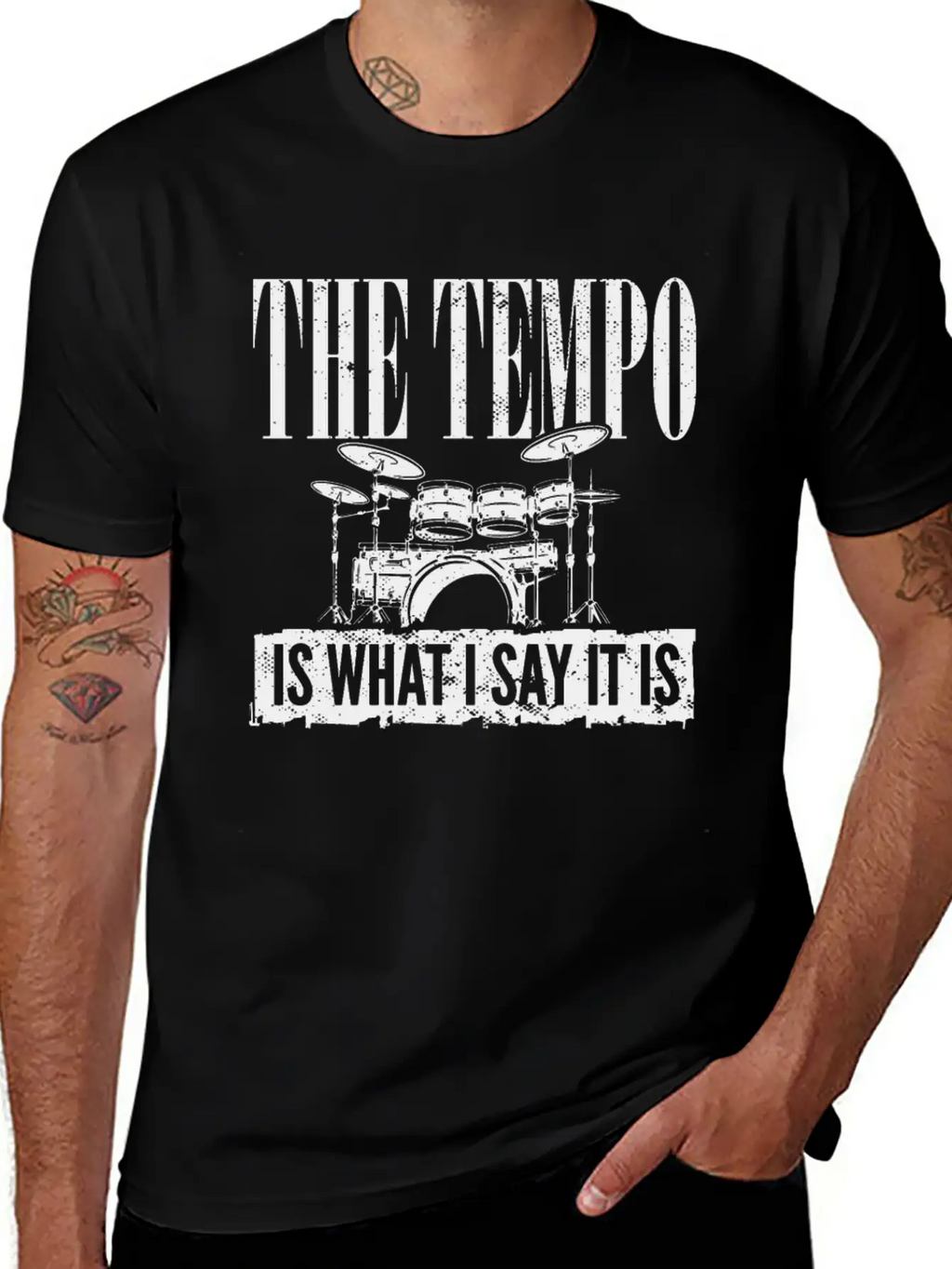 Drummer Player Drum Set I The Tempo Is Whatever I Basic Graphic T-Shirt – Daily Comfort In Soft Cotton