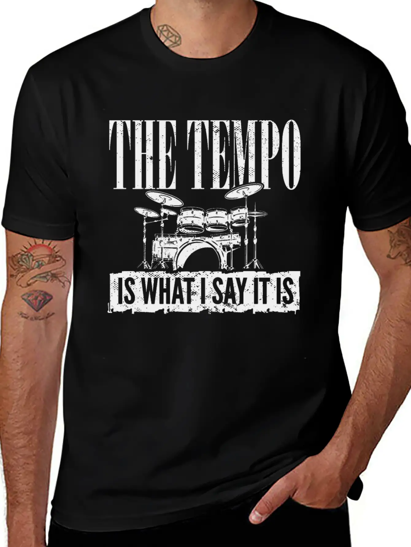 Drummer Player Drum Set I The Tempo Is Whatever I Basic Graphic T-Shirt – Daily Comfort In Soft Cotton