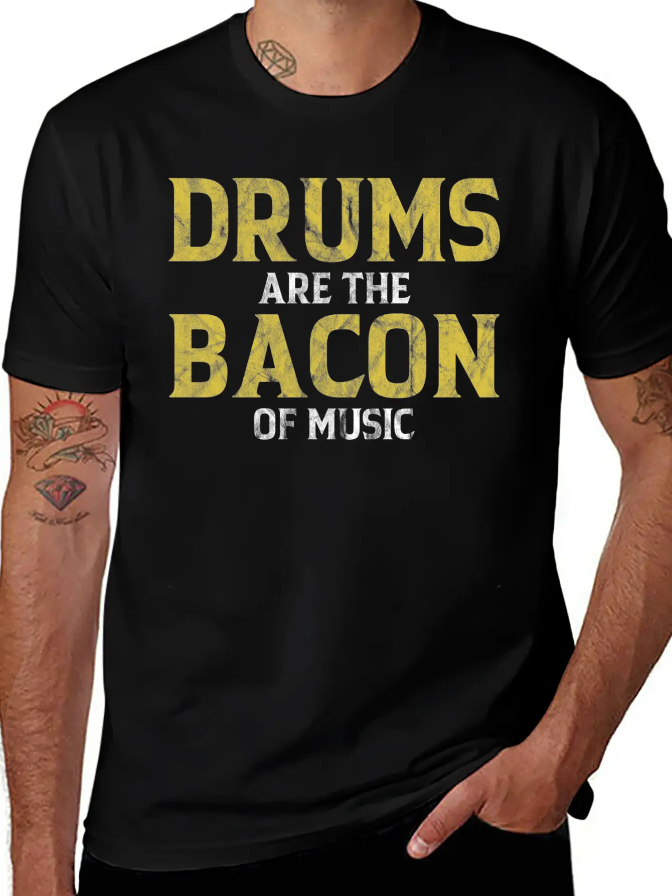 Drums Are The Bacon Of Music Basic Graphic T-Shirt – Daily Comfort In Soft Cotton