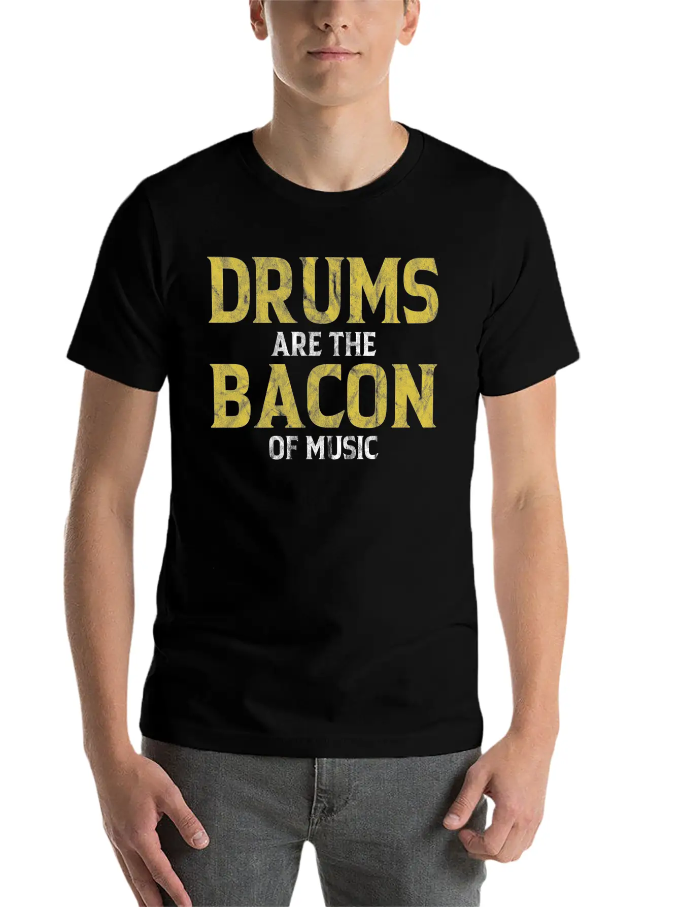 Drums Are The Bacon Of Music Basic Graphic T-Shirt – Daily Comfort In Soft Cotton