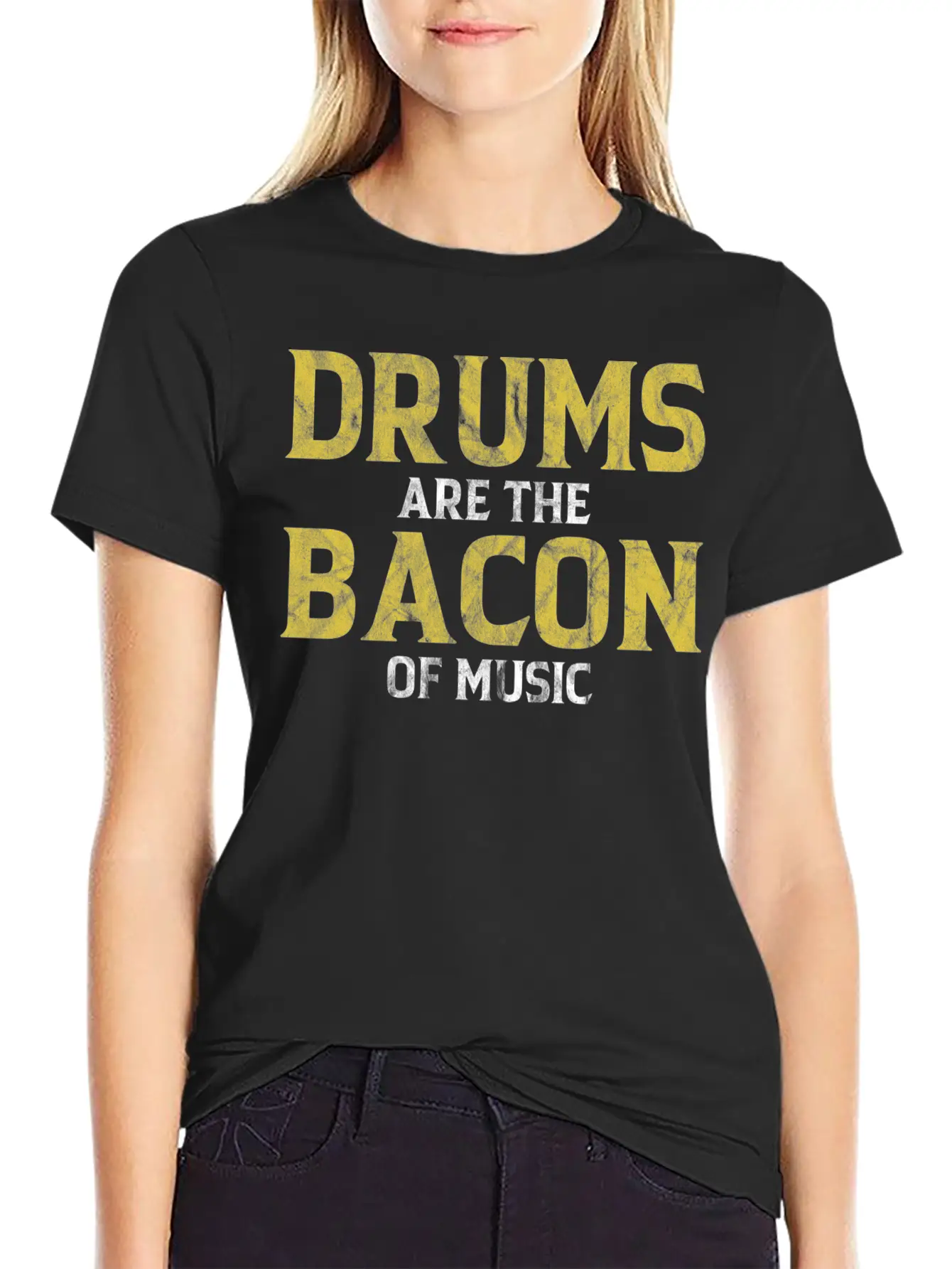 Drums Are The Bacon Of Music Basic Graphic T-Shirt – Daily Comfort In Soft Cotton