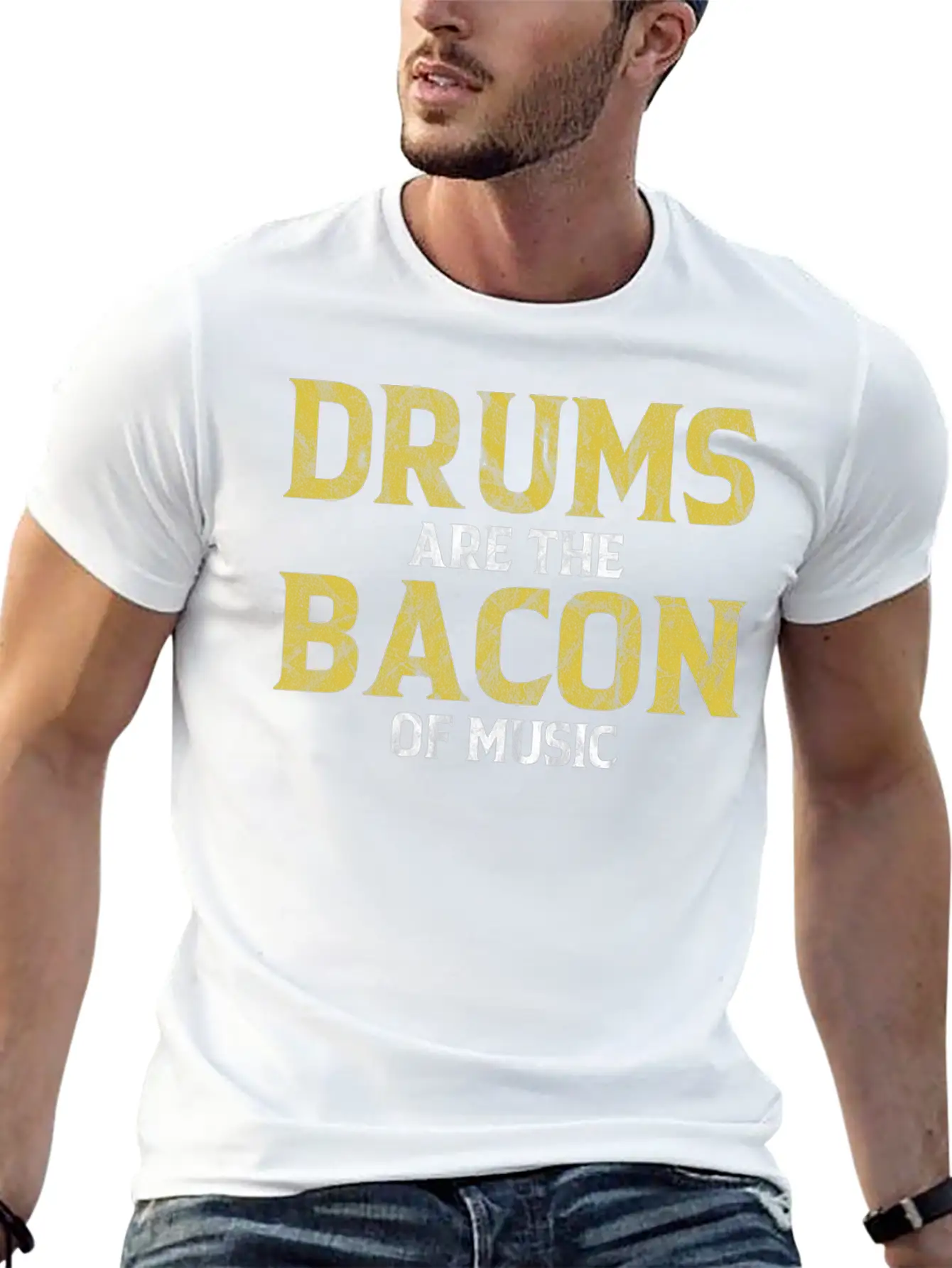 Drums Are The Bacon Of Music Basic Graphic T-Shirt – Daily Comfort In Soft Cotton