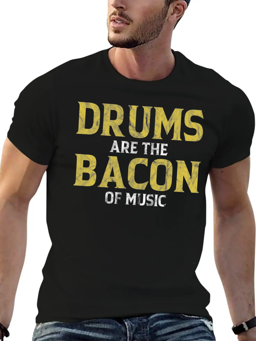 Drums Are The Bacon Of Music Basic Graphic T-Shirt – Daily Comfort In Soft Cotton