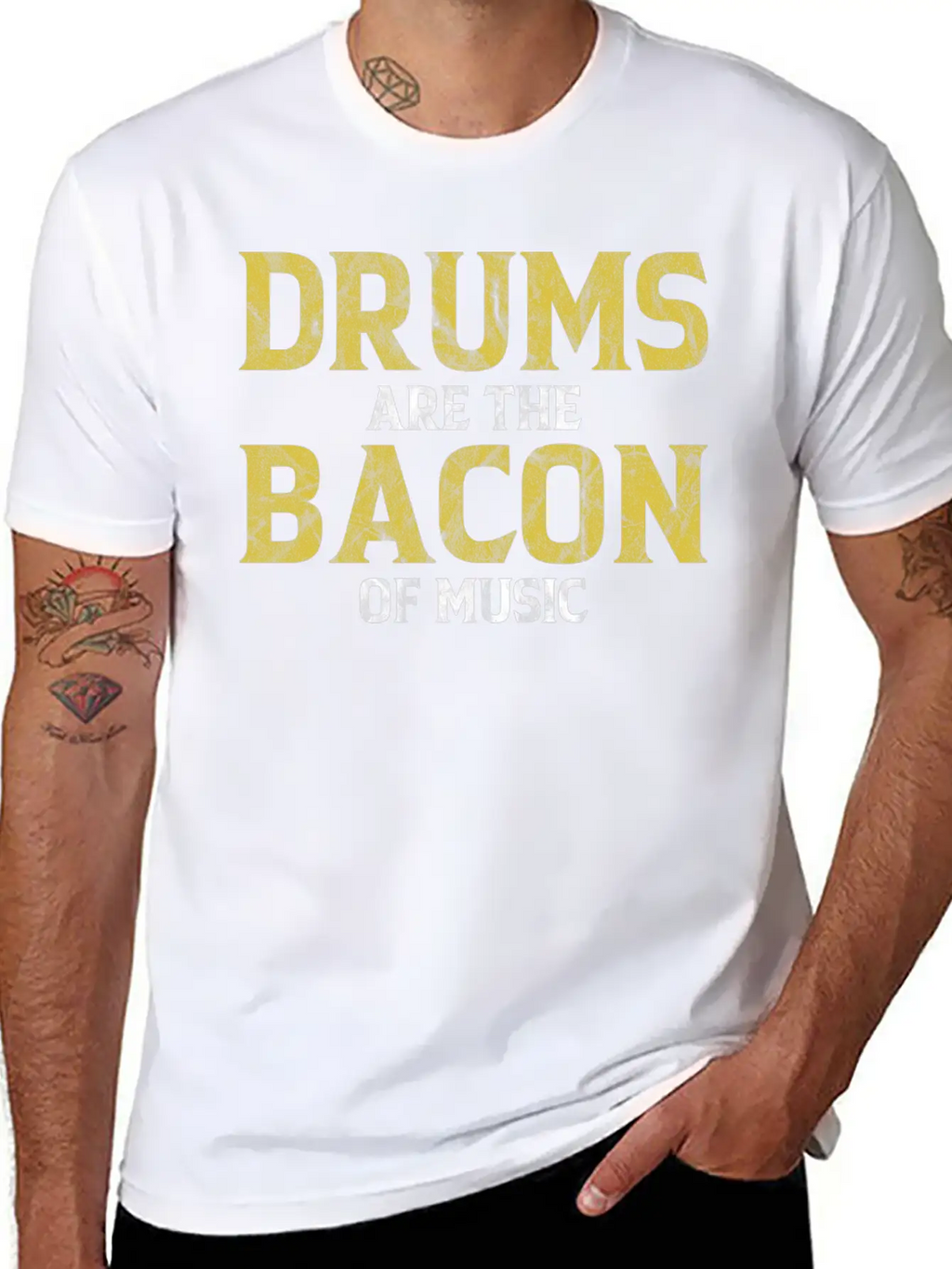 Drums Are The Bacon Of Music Basic Graphic T-Shirt – Daily Comfort In Soft Cotton