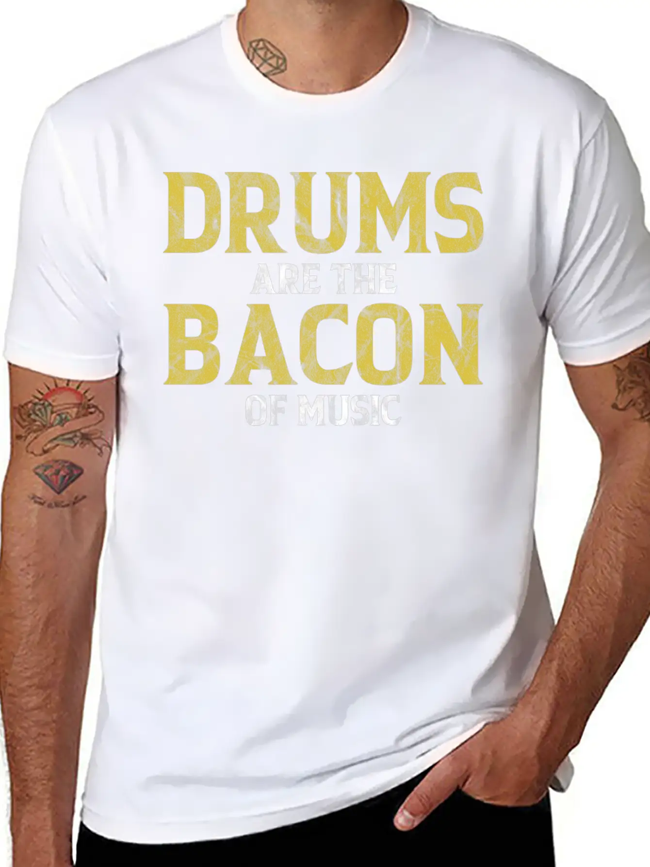 Drums Are The Bacon Of Music Basic Graphic T-Shirt – Daily Comfort In Soft Cotton