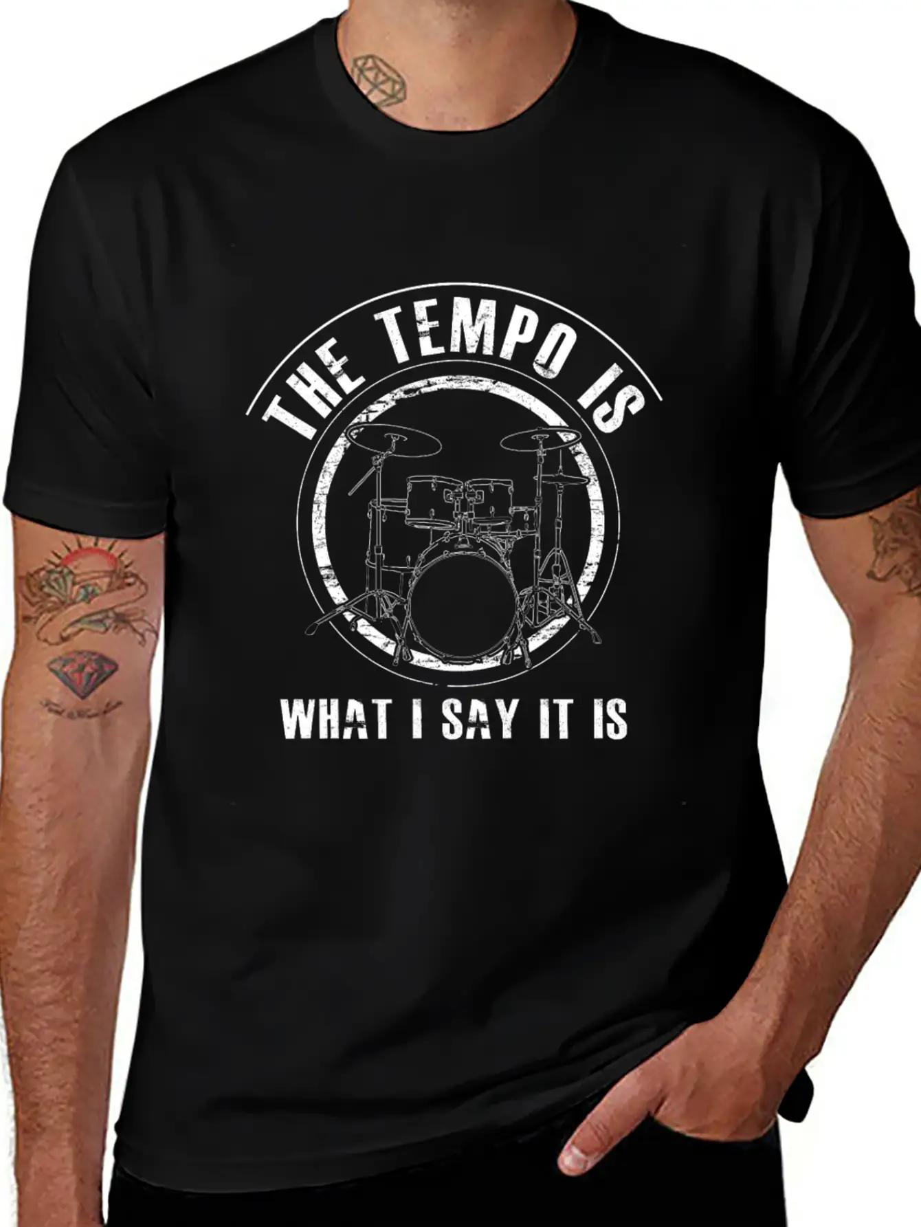DRUMS - Funny Drummer Gift Essential Cotton Tee For Daily Outfits – Unisex Style