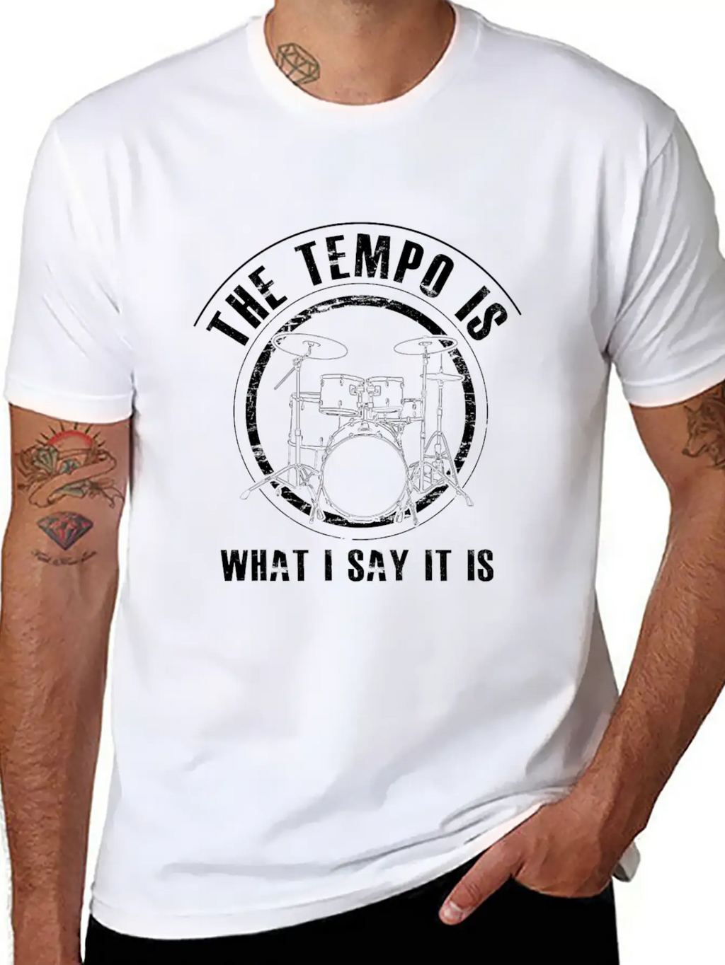 DRUMS - Funny Drummer Gift Essential Cotton Tee For Daily Outfits – Unisex Style
