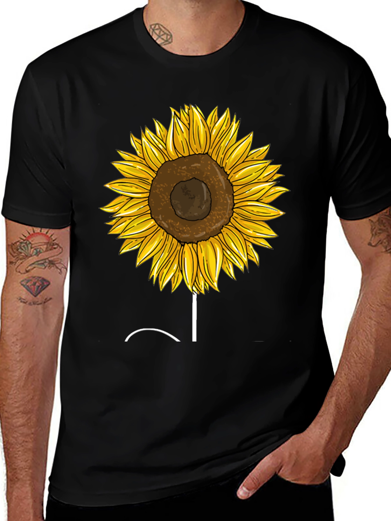 Sunflower Graphic Tee - Trendy Black T-Shirt
