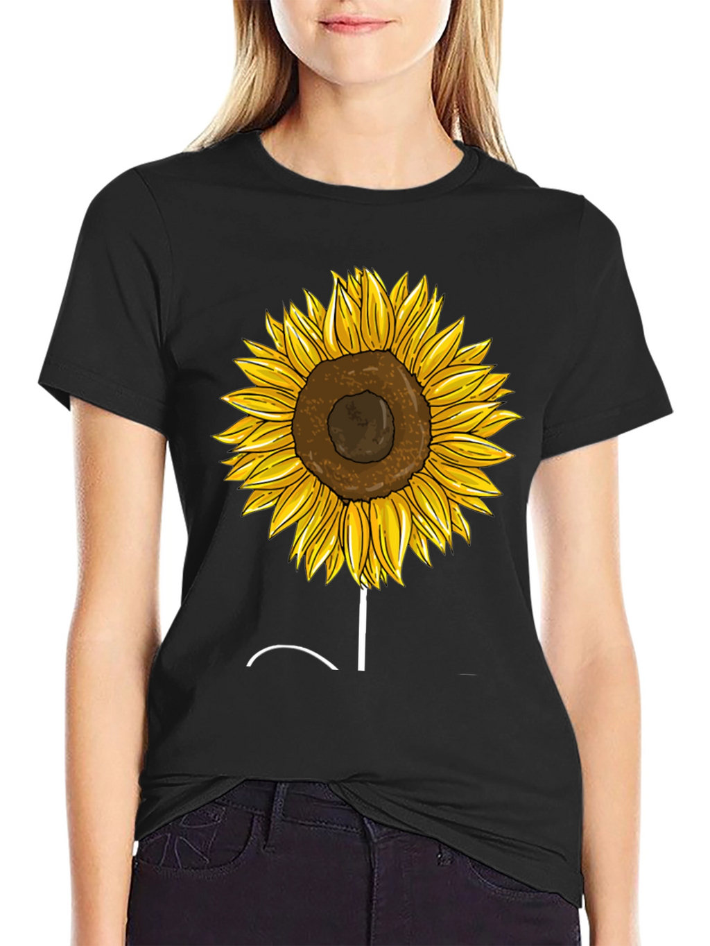 Sunflower Graphic Tee - Trendy Black T-Shirt