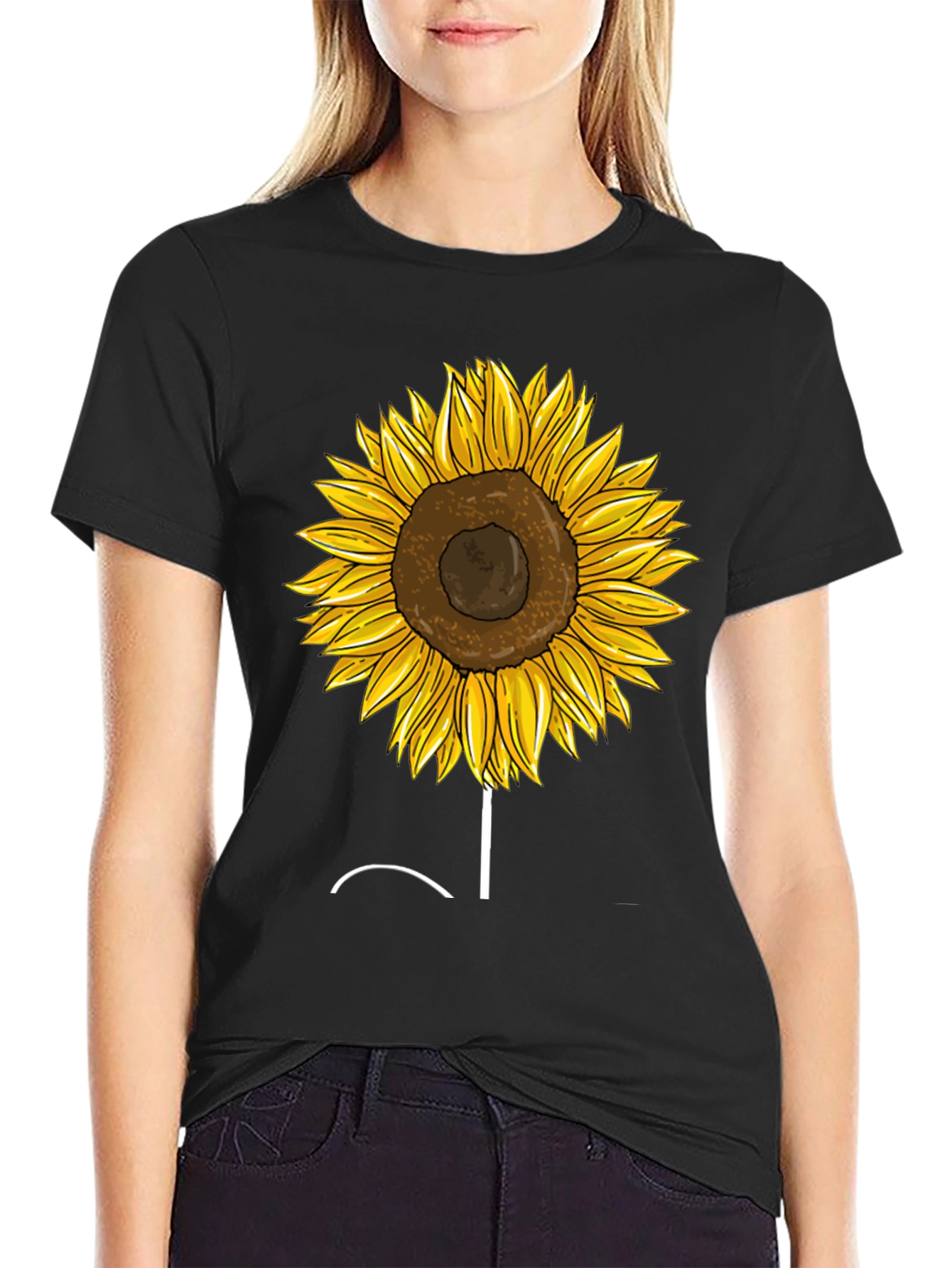 Sunflower Graphic Tee - Trendy Black T-Shirt