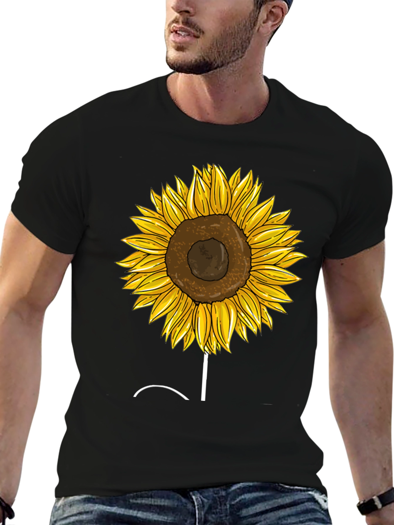 Sunflower Graphic Tee - Trendy Black T-Shirt