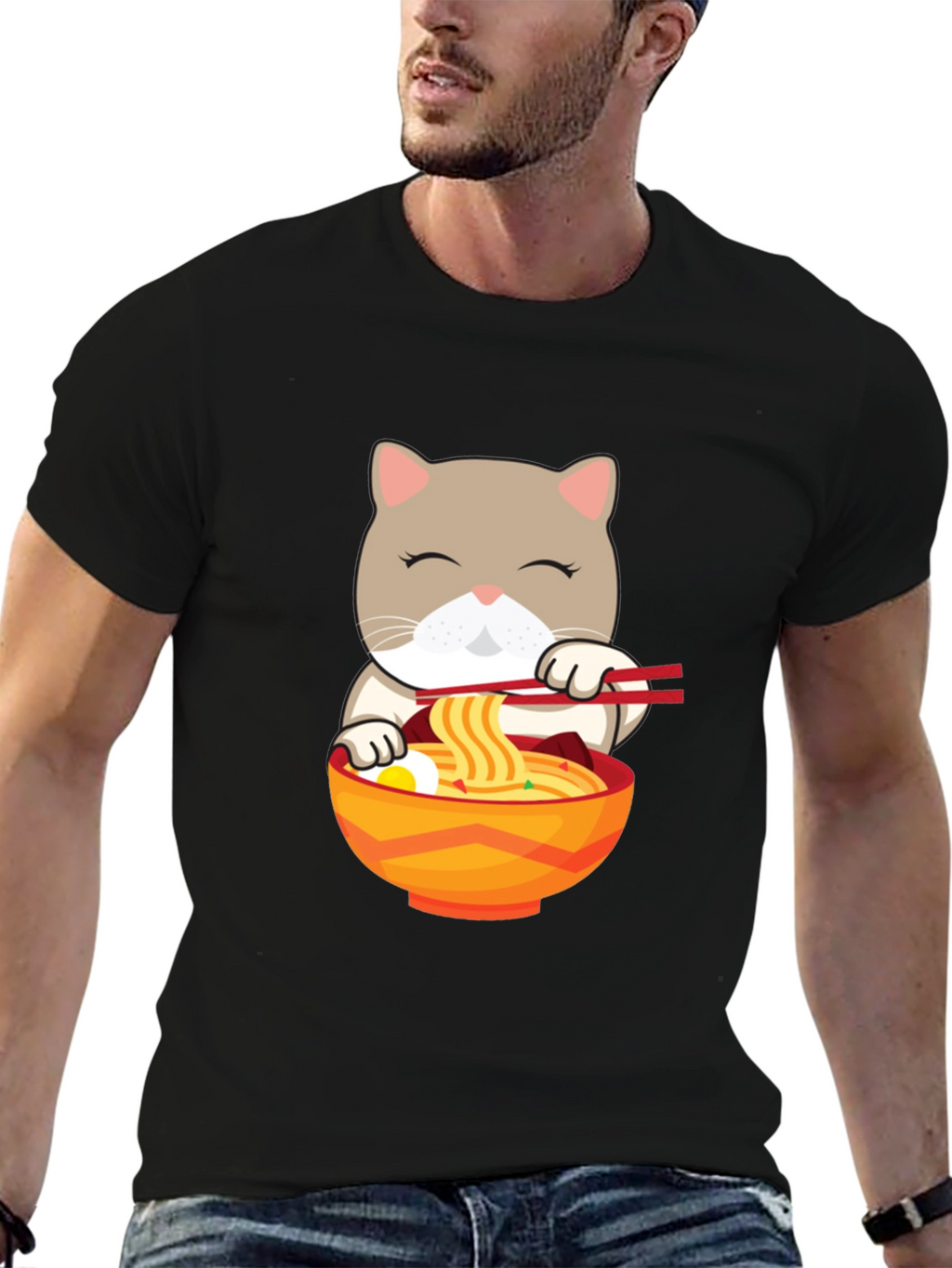 Cat Ramen T-Shirt - Cute Noodle Lover Tee