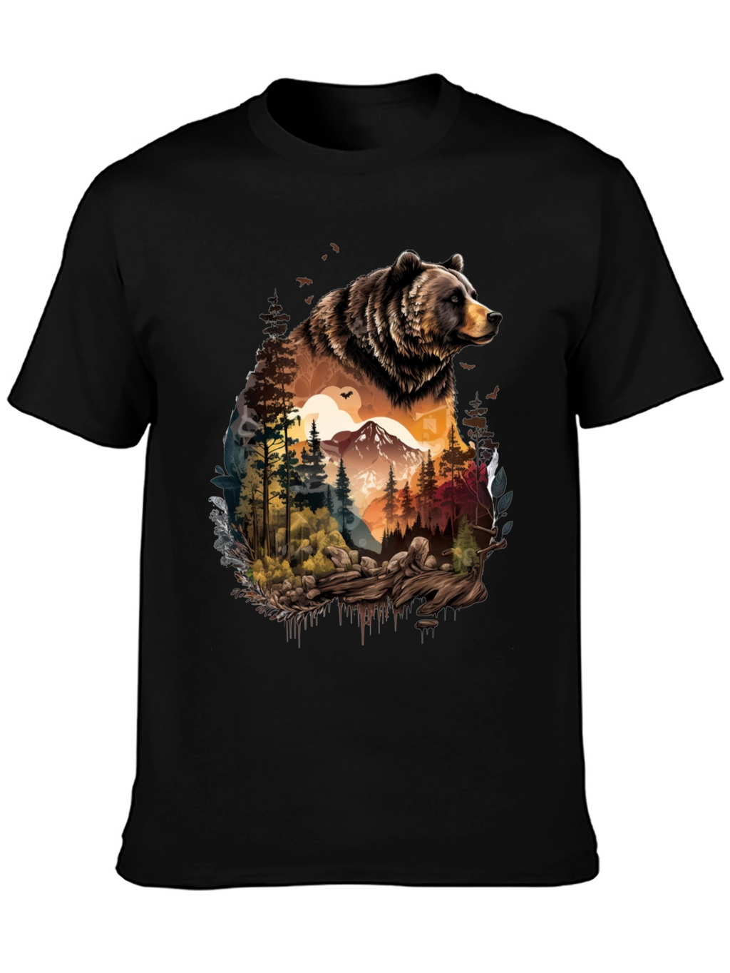 Bear & Wilderness Graphic Tee - Nature Adventure Shirt