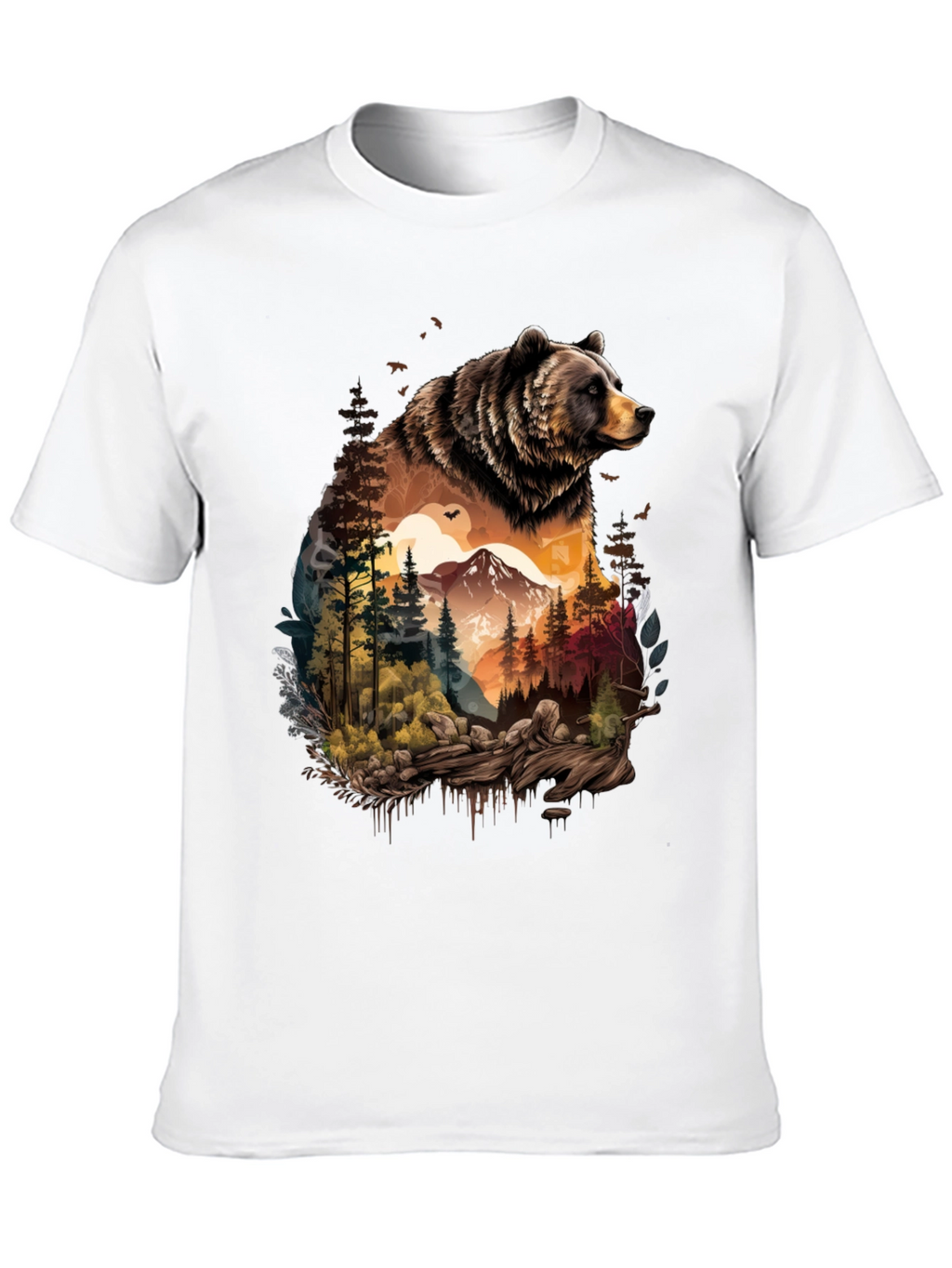 Bear & Wilderness Graphic Tee - Nature Adventure Shirt