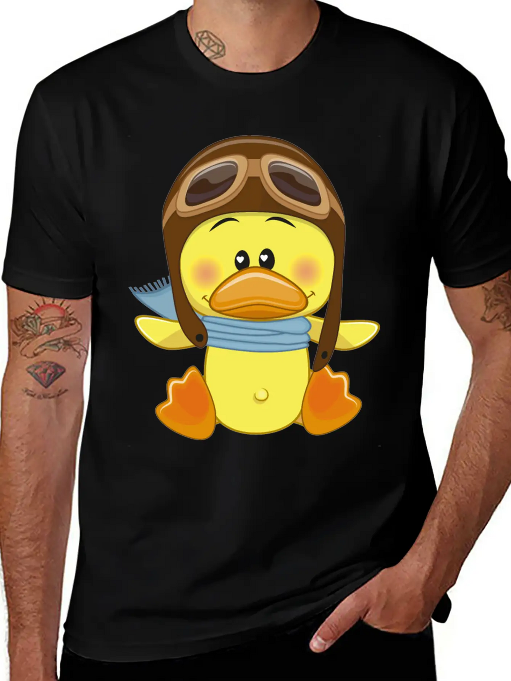 Duck-scarf-sky-pilot-navigator Stylish Everyday T-Shirt – Unisex Basic Cotton Tee