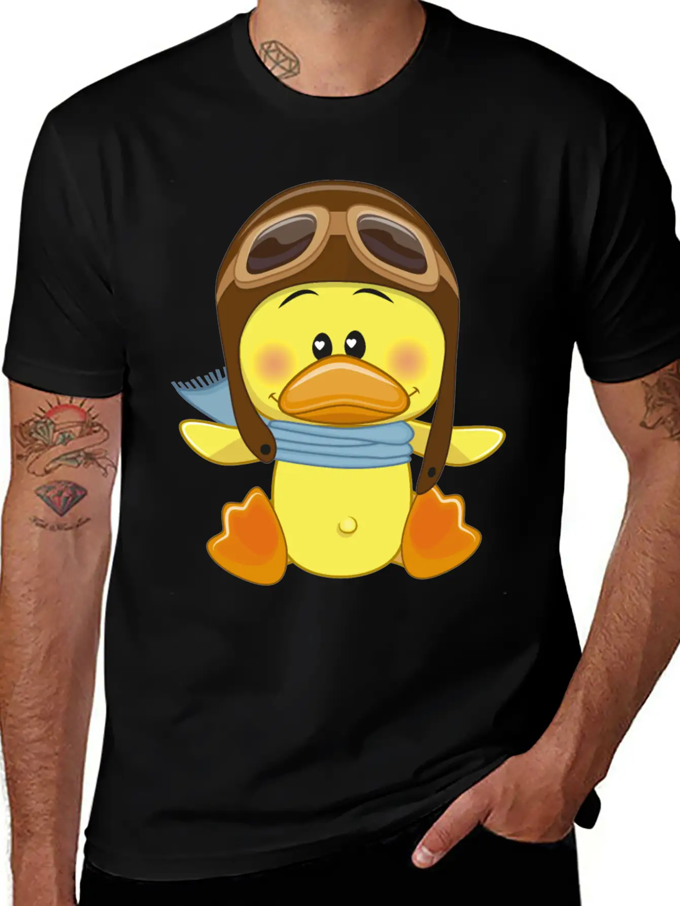 Duck-scarf-sky-pilot-navigator Stylish Everyday T-Shirt – Unisex Basic Cotton Tee