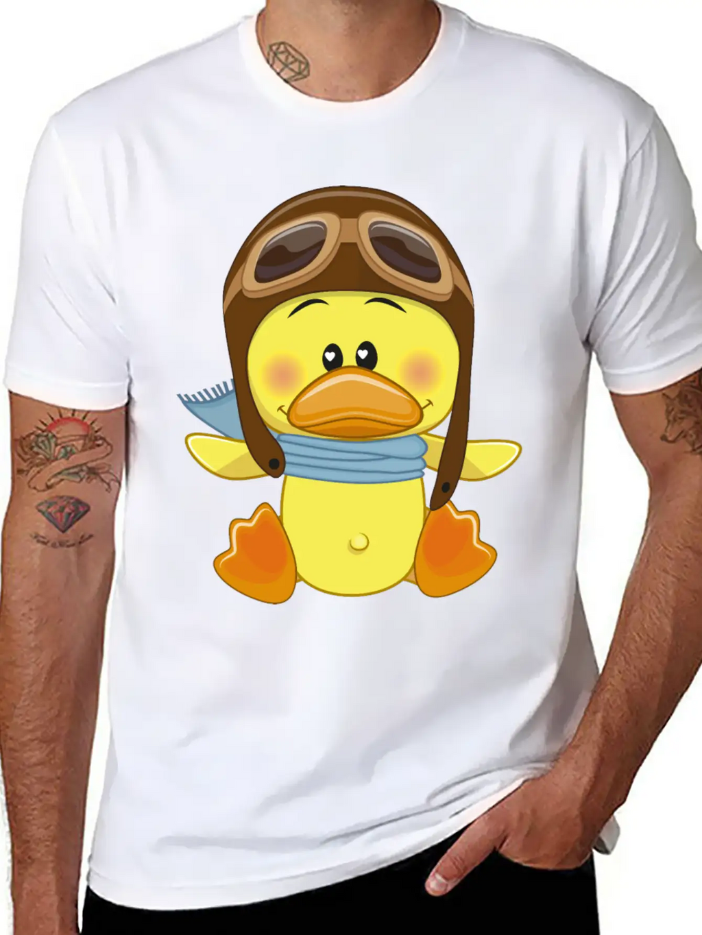 Duck-scarf-sky-pilot-navigator Stylish Everyday T-Shirt – Unisex Basic Cotton Tee