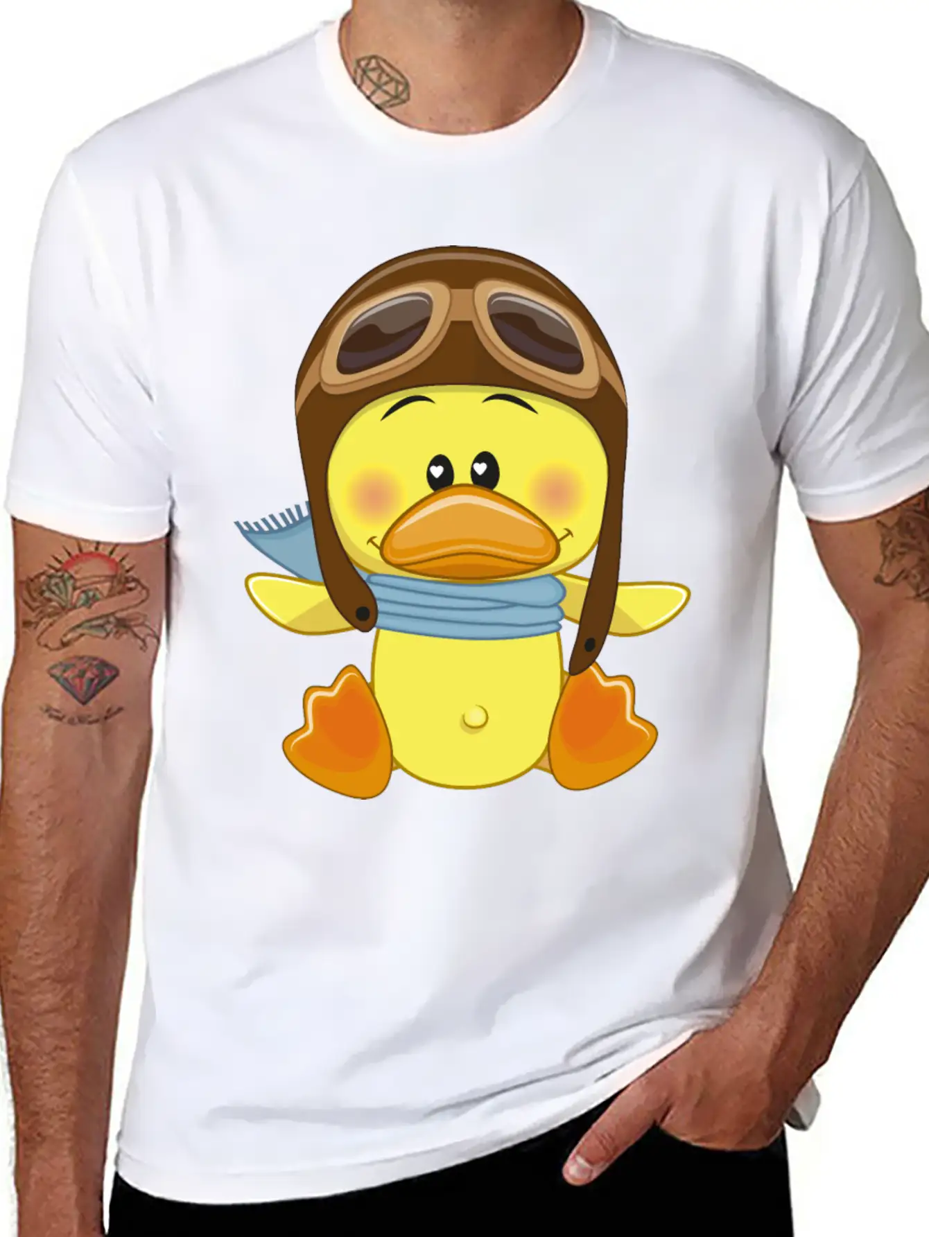 Duck-scarf-sky-pilot-navigator Stylish Everyday T-Shirt – Unisex Basic Cotton Tee