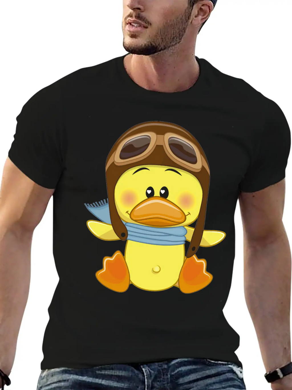 Duck-scarf-sky-pilot-navigator Stylish Everyday T-Shirt – Unisex Basic Cotton Tee