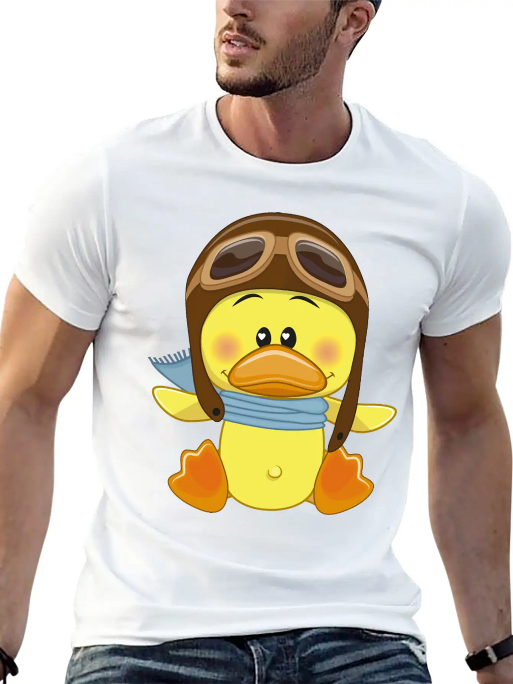 Duck-scarf-sky-pilot-navigator Stylish Everyday T-Shirt – Unisex Basic Cotton Tee