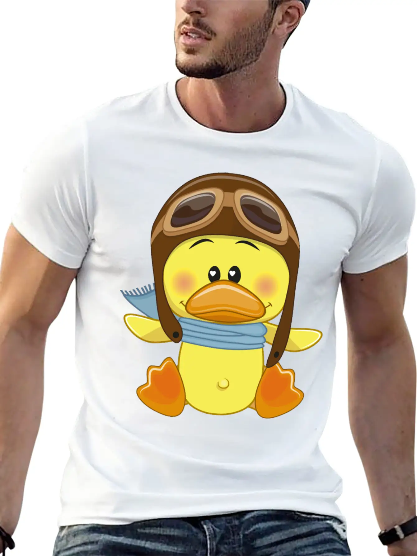 Duck-scarf-sky-pilot-navigator Stylish Everyday T-Shirt – Unisex Basic Cotton Tee