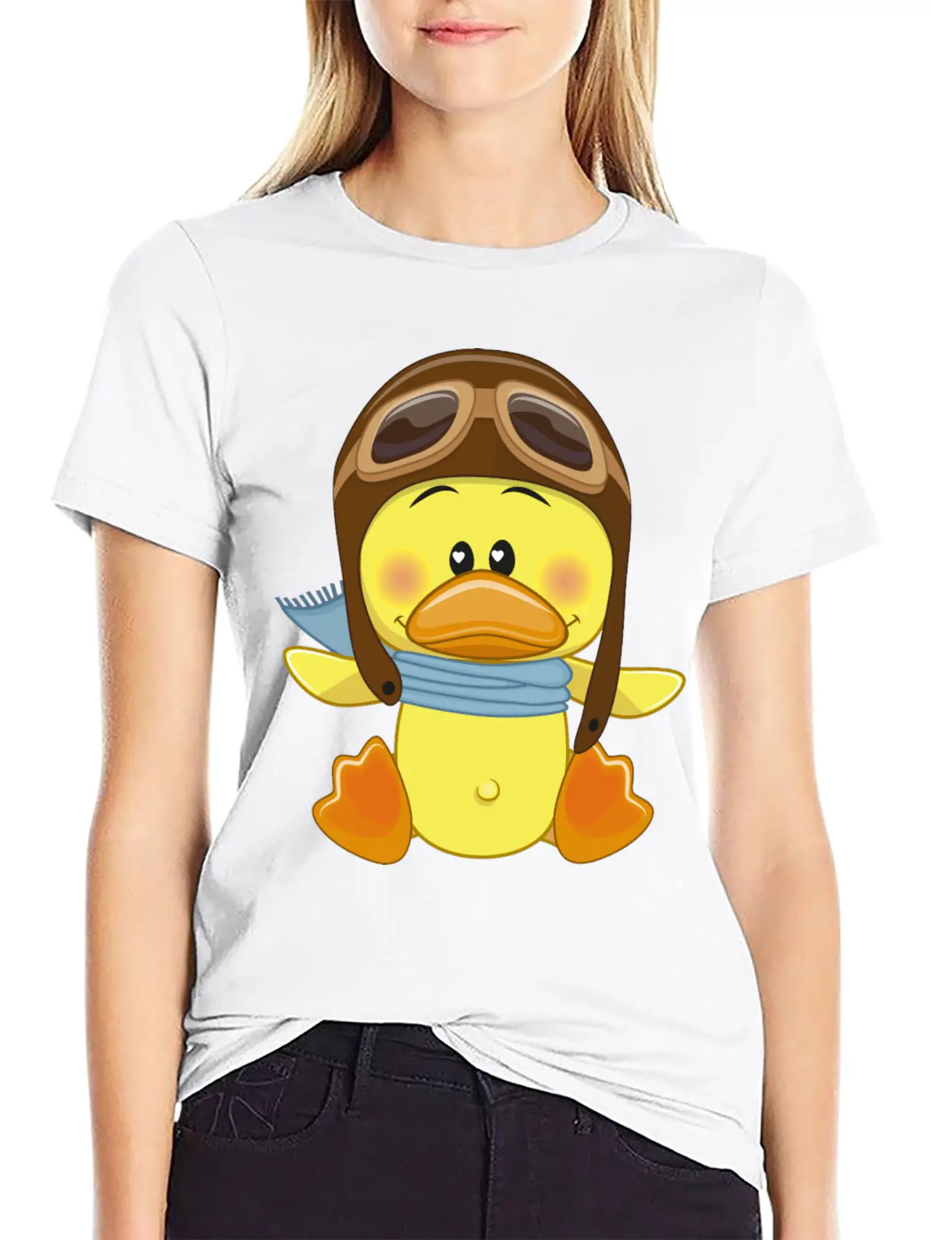 Duck-scarf-sky-pilot-navigator Stylish Everyday T-Shirt – Unisex Basic Cotton Tee