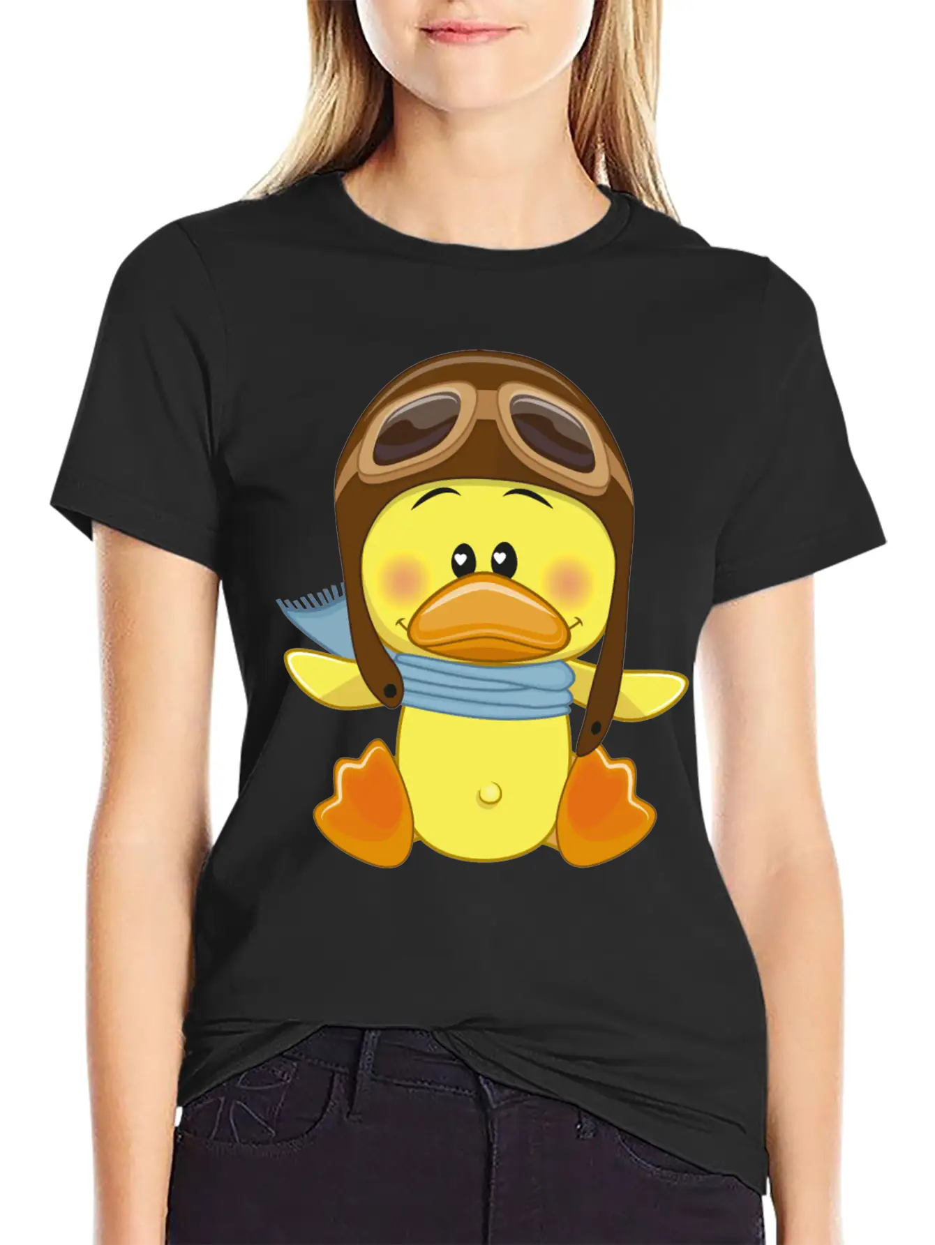 Duck-scarf-sky-pilot-navigator Stylish Everyday T-Shirt – Unisex Basic Cotton Tee