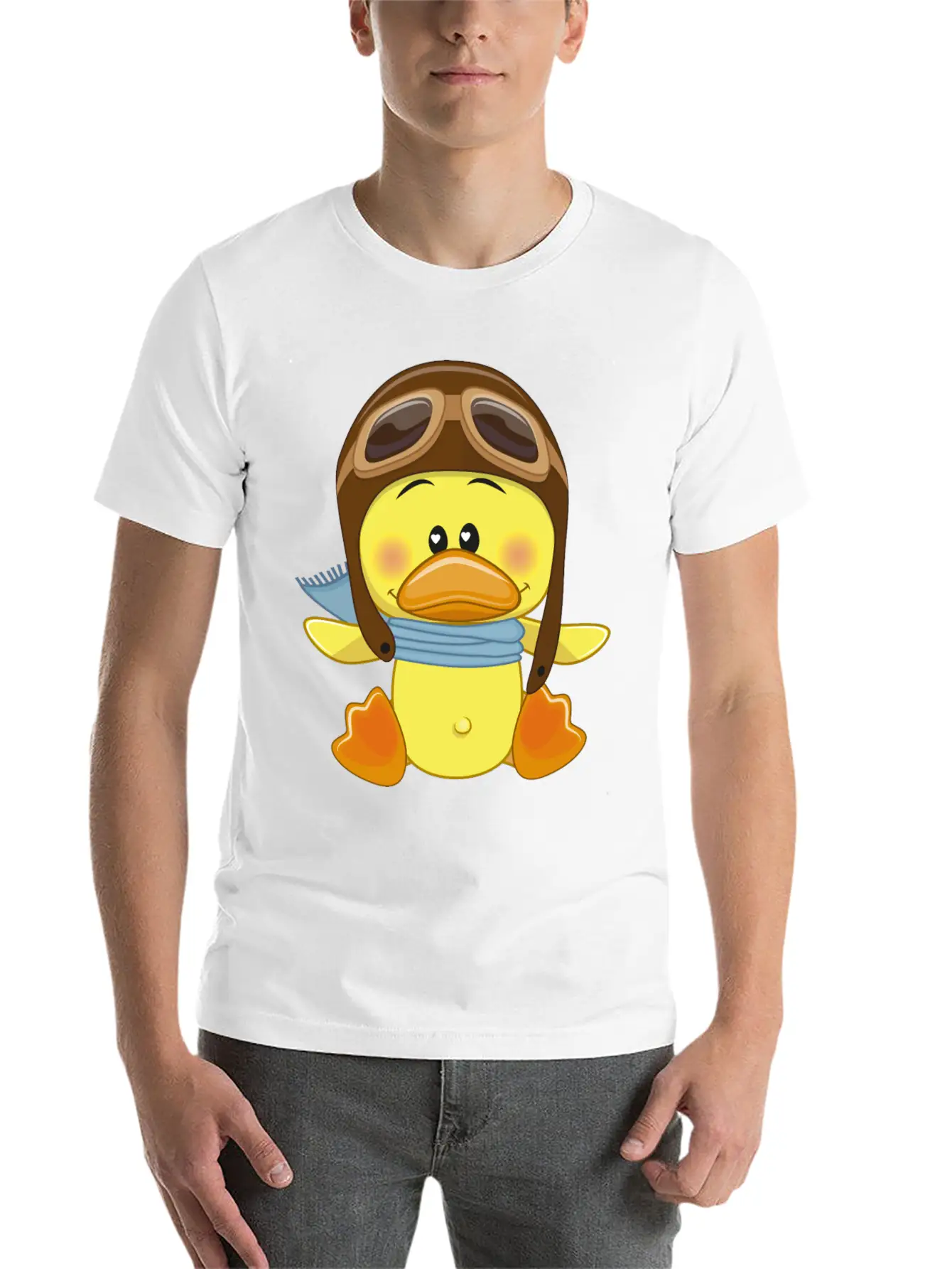 Duck-scarf-sky-pilot-navigator Stylish Everyday T-Shirt – Unisex Basic Cotton Tee