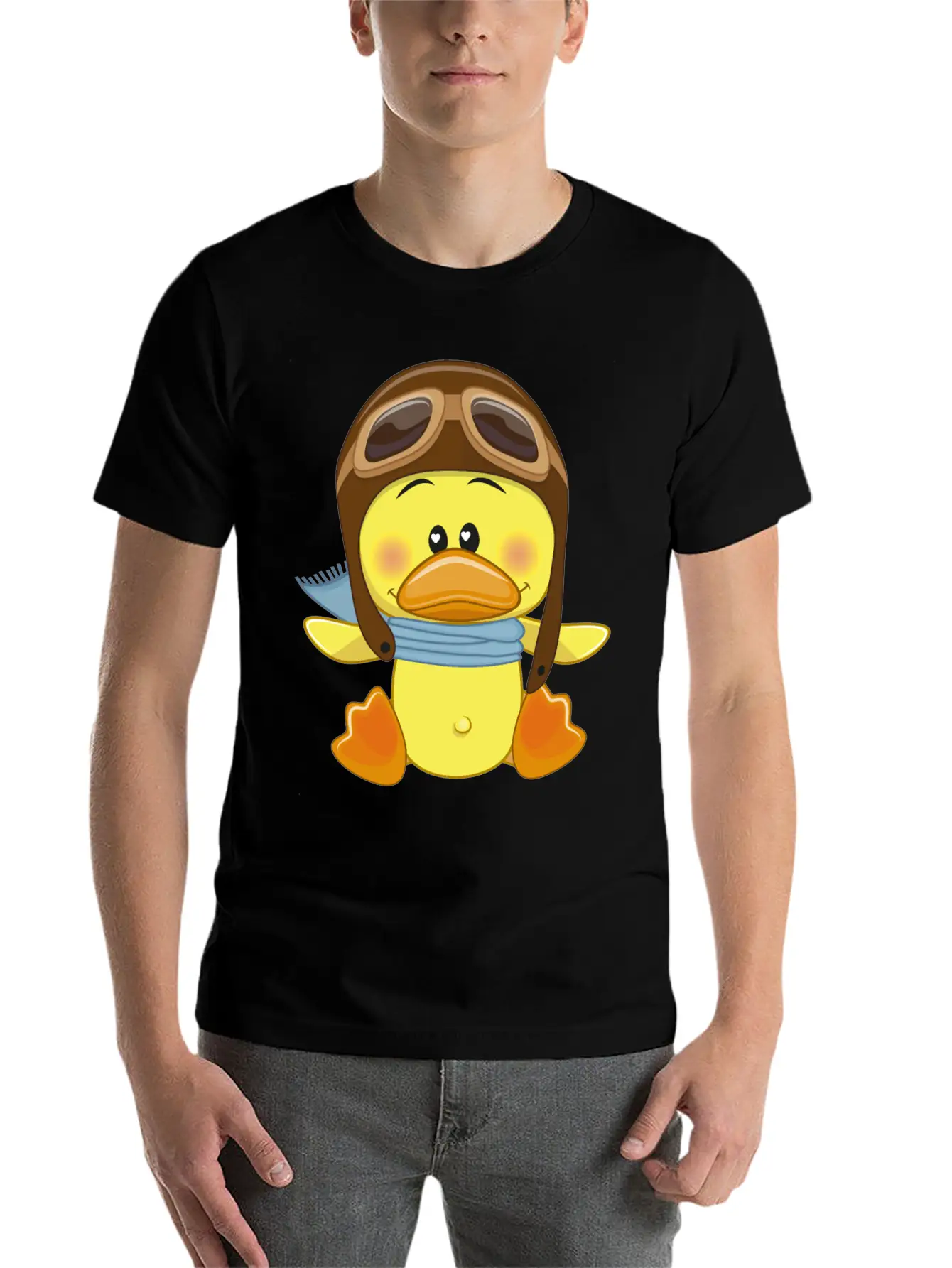 Duck-scarf-sky-pilot-navigator Stylish Everyday T-Shirt – Unisex Basic Cotton Tee