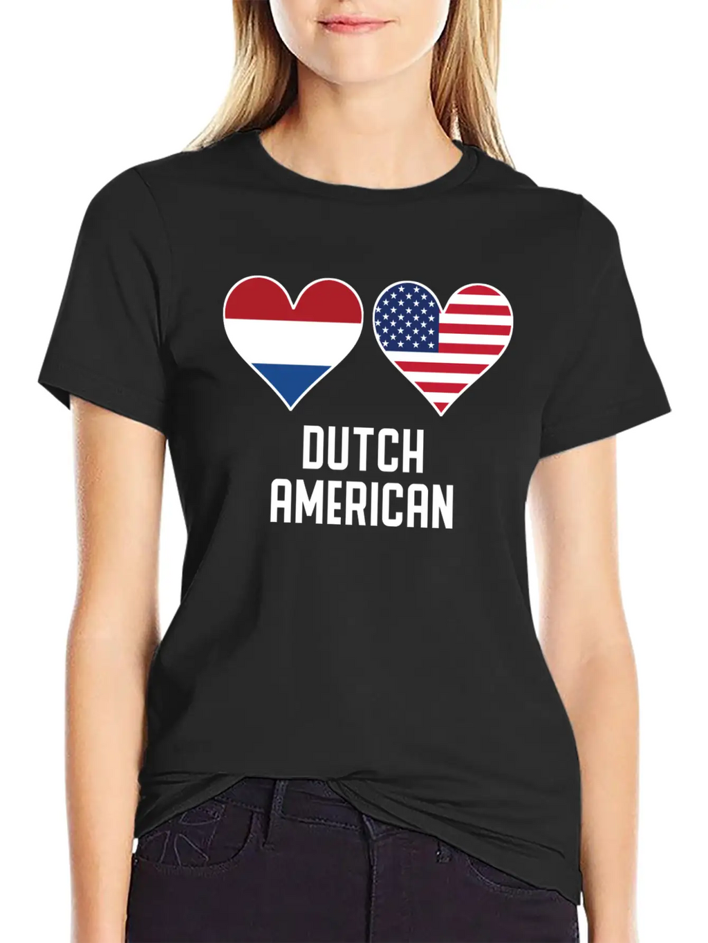Dutch American Heart Flags Classic Cotton Tee – Unisex Comfort For Any Season
