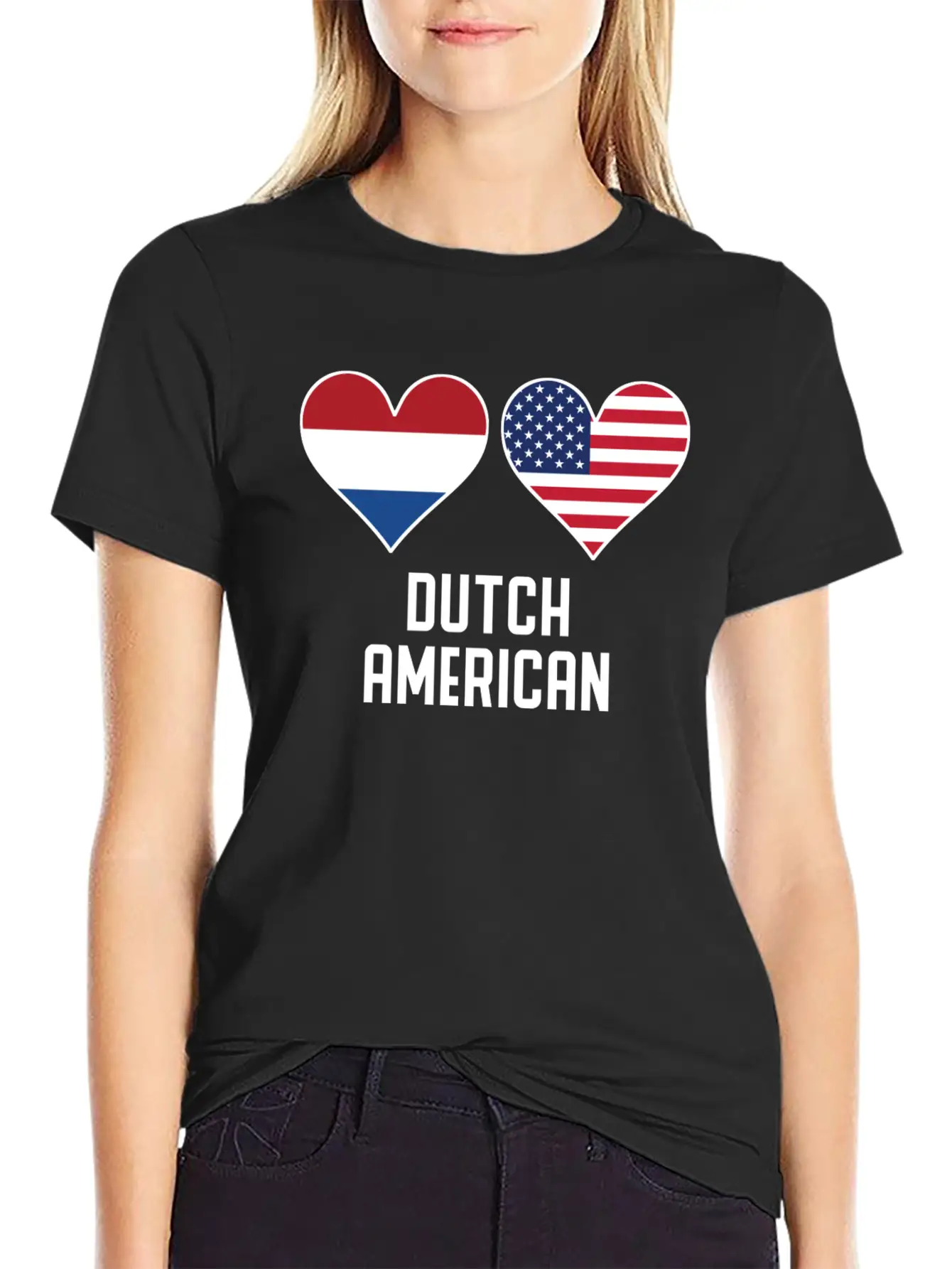 Dutch American Heart Flags Classic Cotton Tee – Unisex Comfort For Any Season