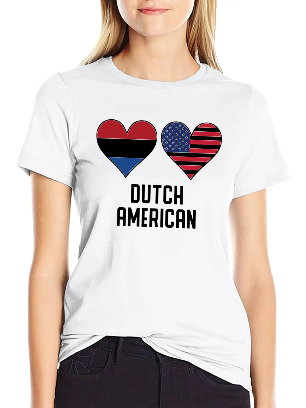 Dutch American Heart Flags Classic Cotton Tee – Unisex Comfort For Any Season