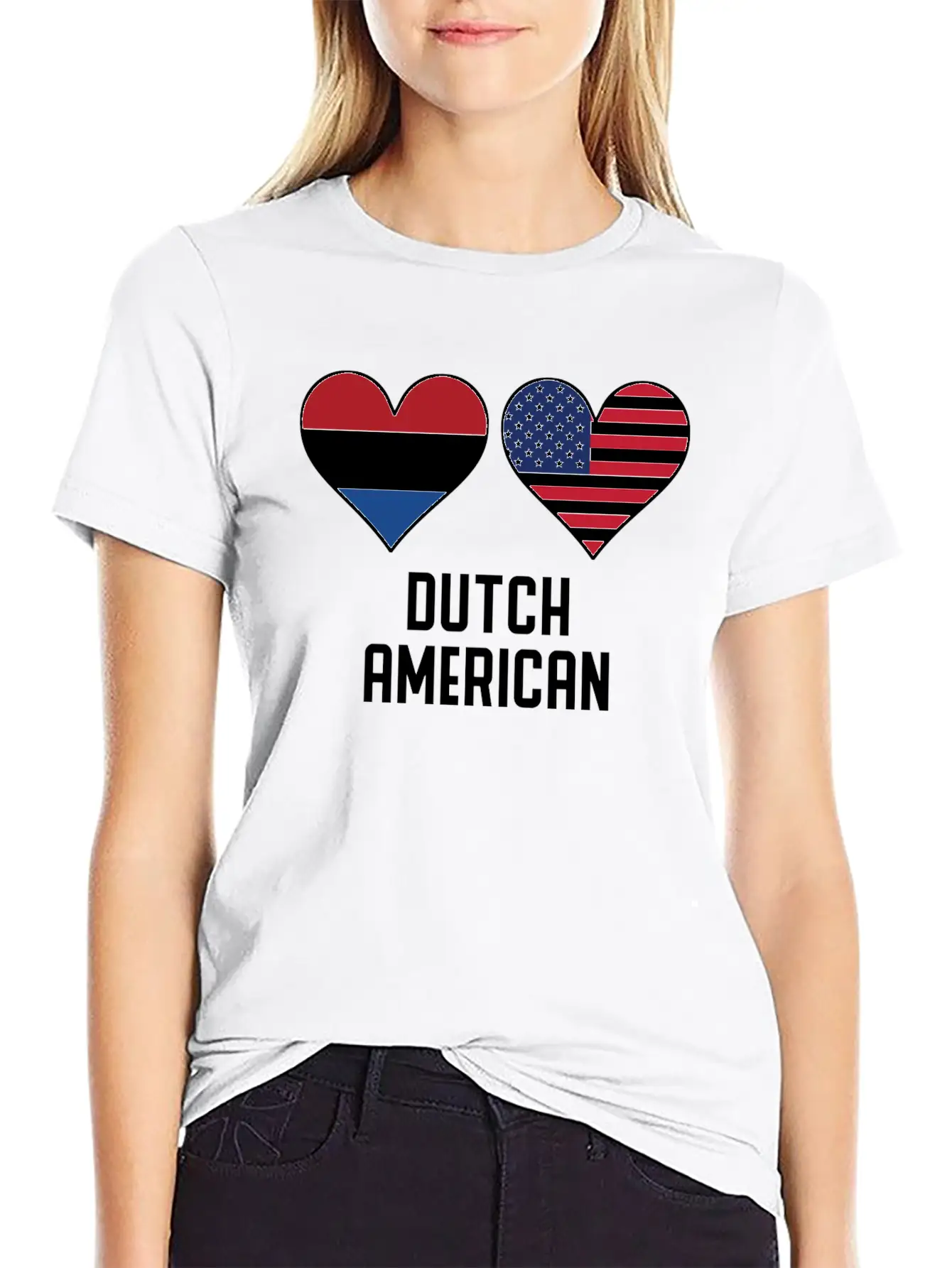 Dutch American Heart Flags Classic Cotton Tee – Unisex Comfort For Any Season