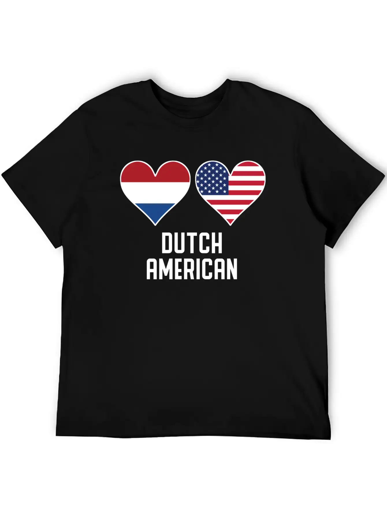 Dutch American Heart Flags Classic Cotton Tee – Unisex Comfort For Any Season
