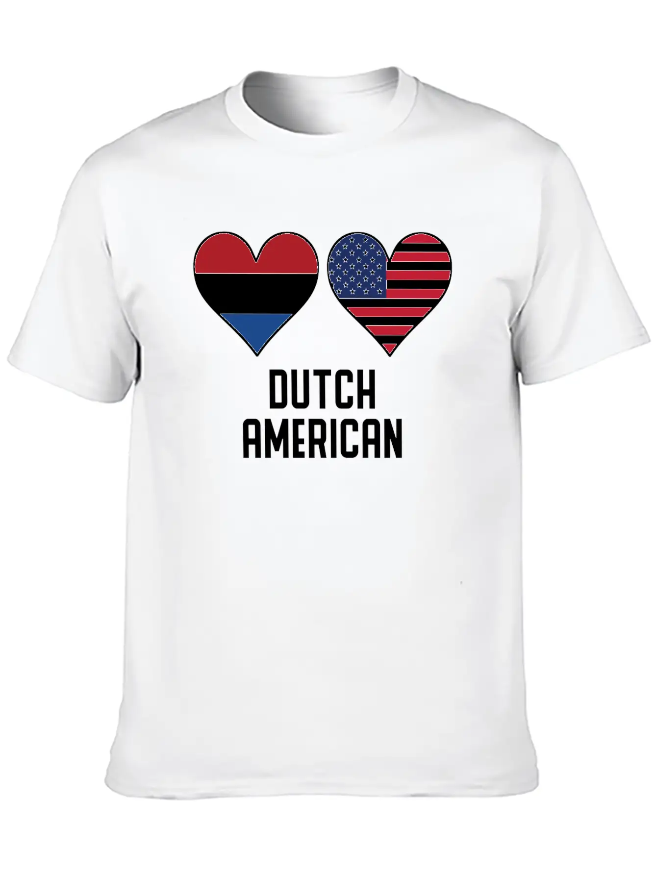 Dutch American Heart Flags Classic Cotton Tee – Unisex Comfort For Any Season