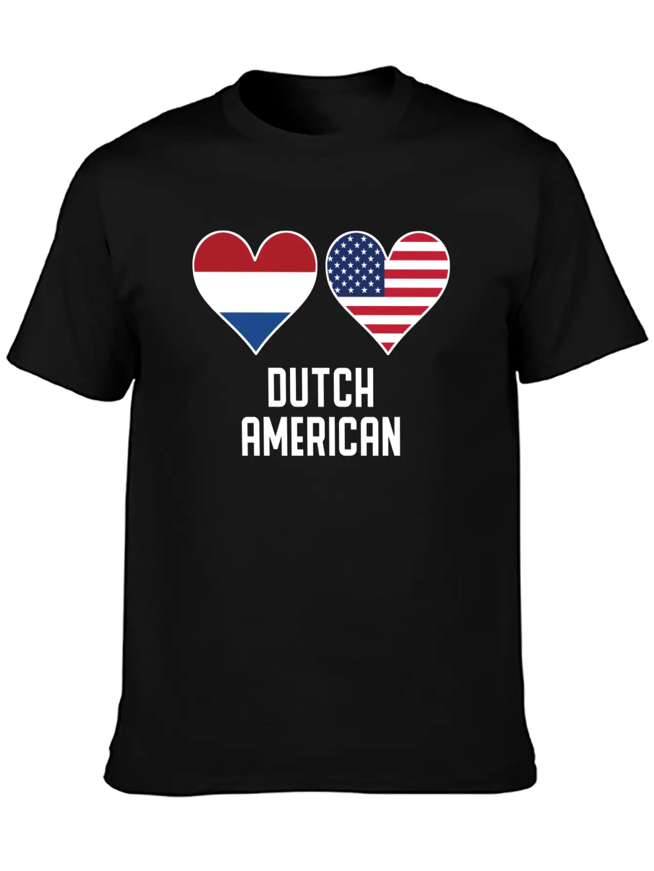 Dutch American Heart Flags Classic Cotton Tee – Unisex Comfort For Any Season
