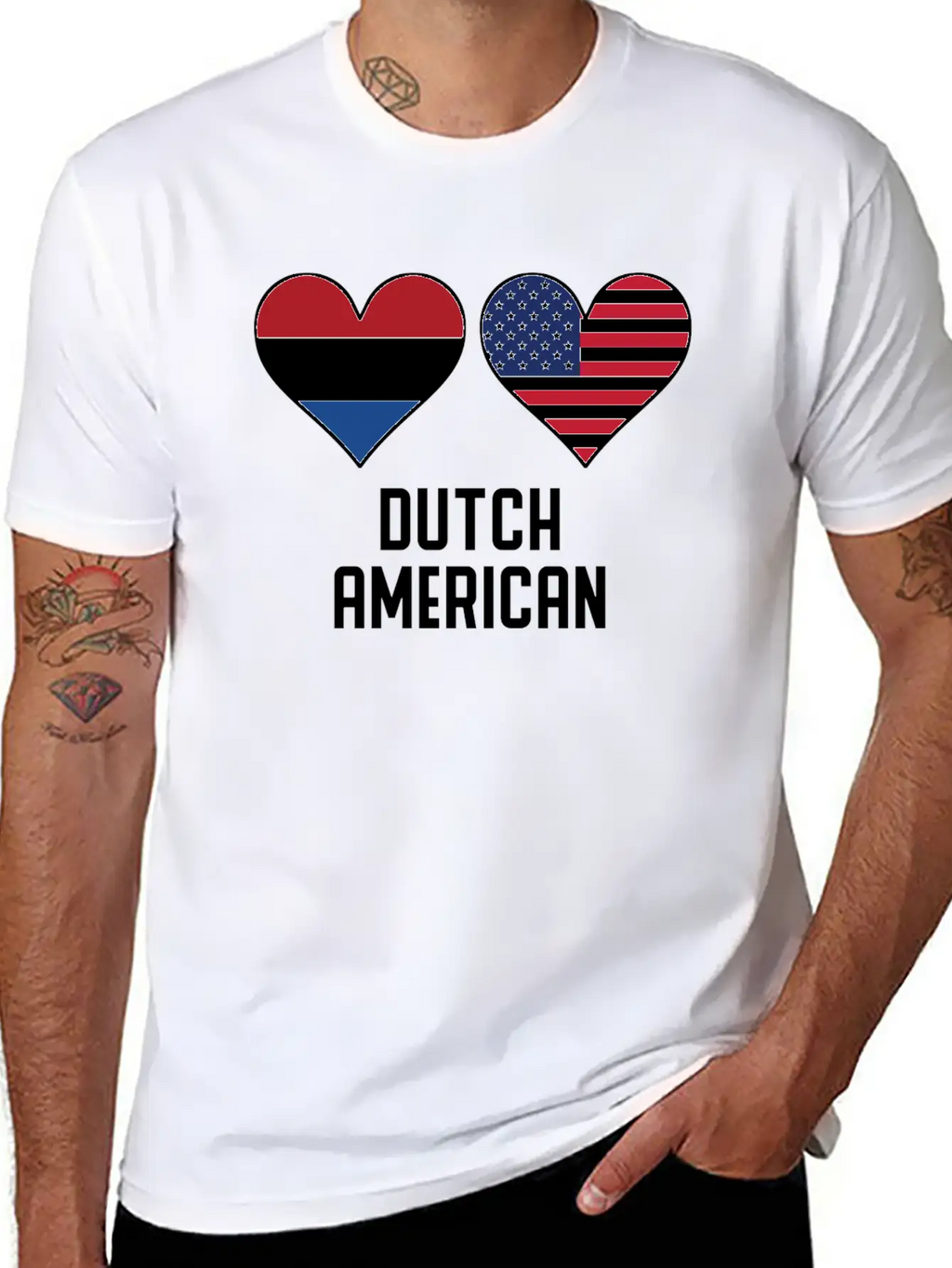 Dutch American Heart Flags Classic Cotton Tee – Unisex Comfort For Any Season