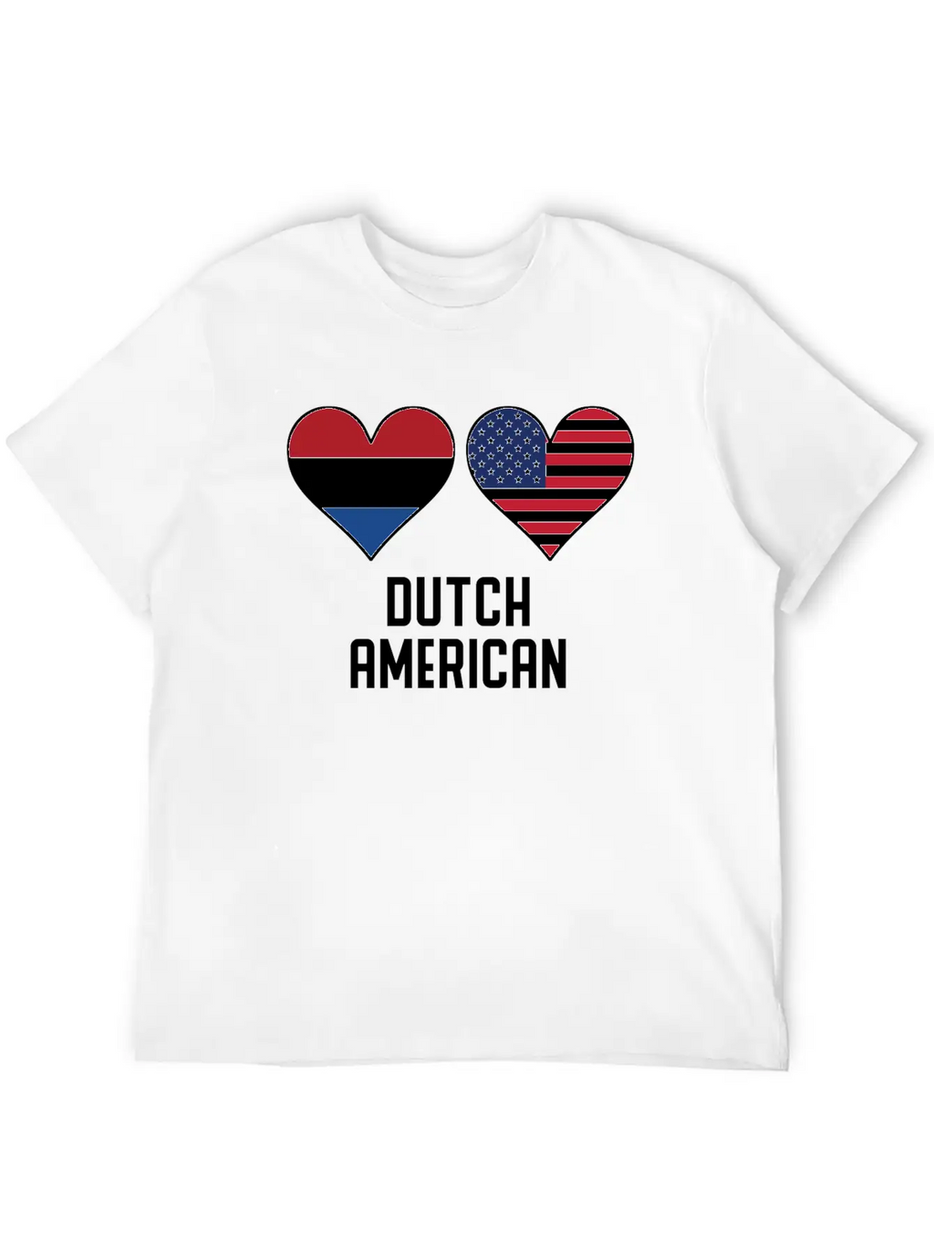 Dutch American Heart Flags Classic Cotton Tee – Unisex Comfort For Any Season