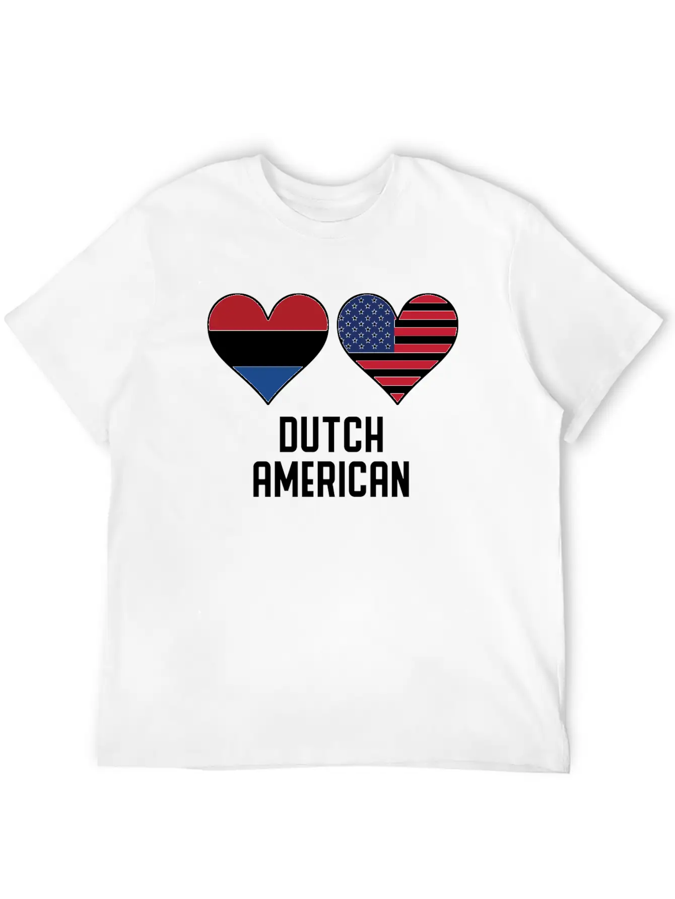 Dutch American Heart Flags Classic Cotton Tee – Unisex Comfort For Any Season