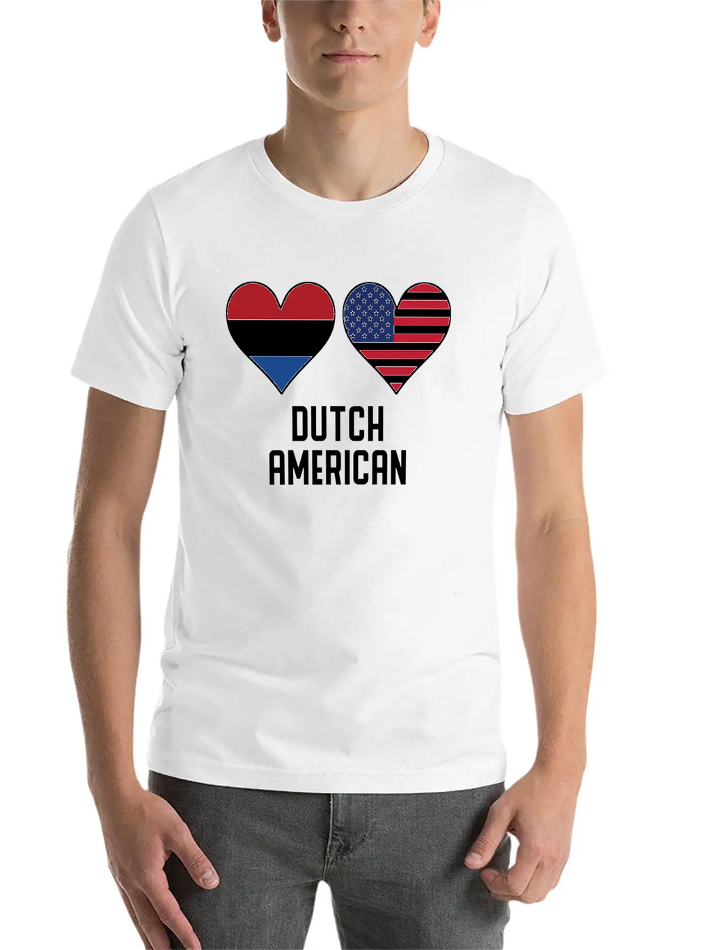 Dutch American Heart Flags Classic Cotton Tee – Unisex Comfort For Any Season