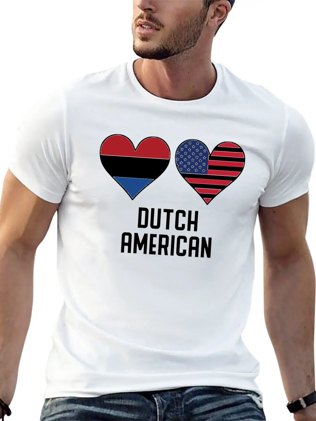 Dutch American Heart Flags Classic Cotton Tee – Unisex Comfort For Any Season