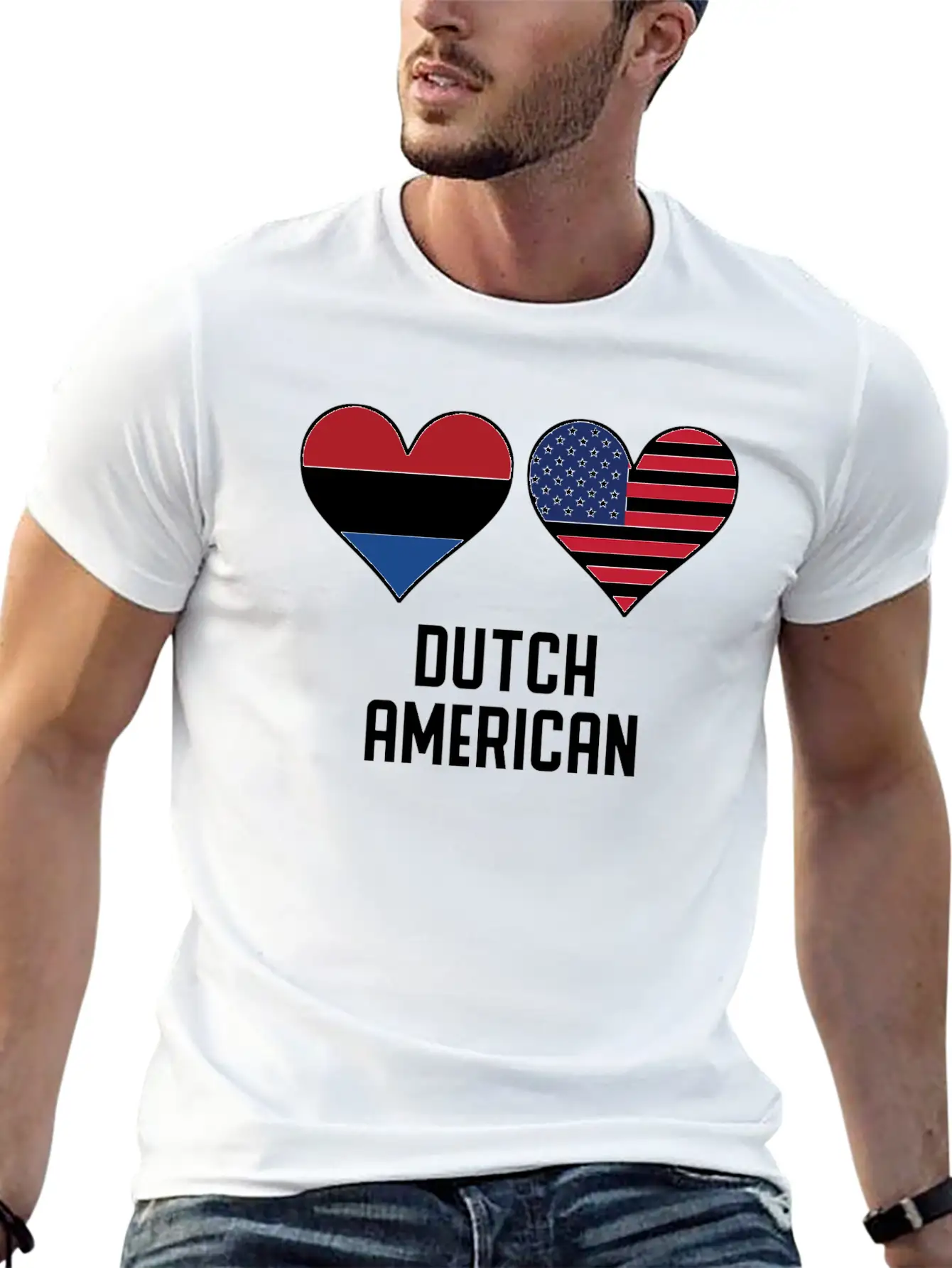 Dutch American Heart Flags Classic Cotton Tee – Unisex Comfort For Any Season