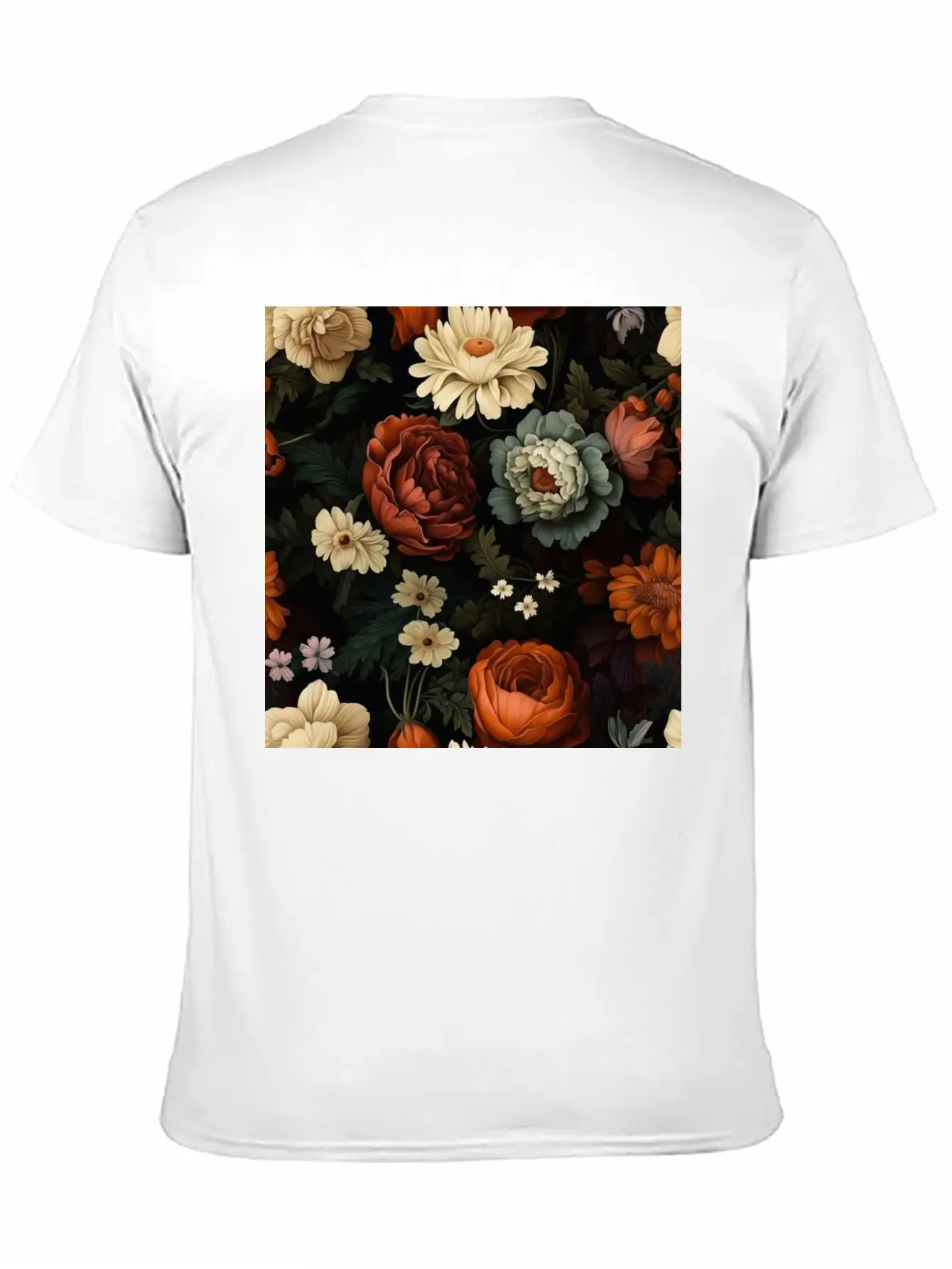 Dutch Nocturne: Luminous Floral Pastoral On Black Classic Cotton Tee – Unisex Comfort For Any Season