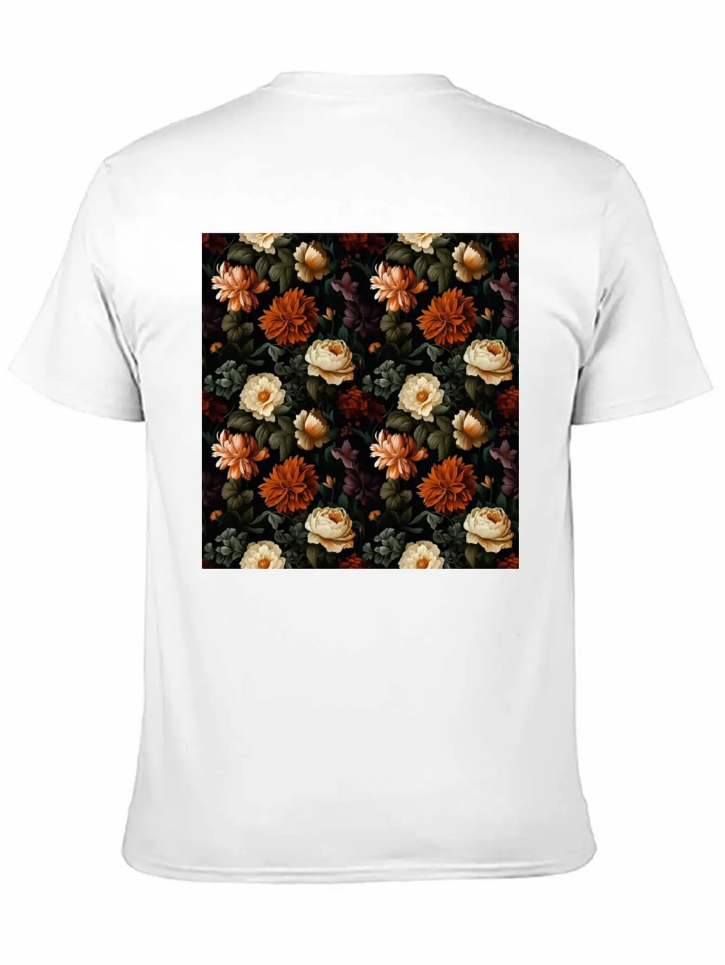 Dutch Nocturne: Luminous Floral Pastoral On Black Essential Cotton Tee For Daily Outfits – Unisex Style