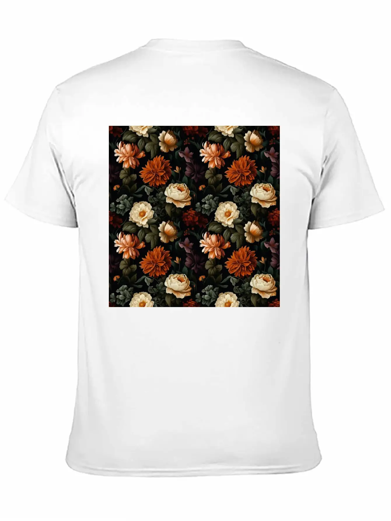 Dutch Nocturne: Luminous Floral Pastoral On Black Essential Cotton Tee For Daily Outfits – Unisex Style