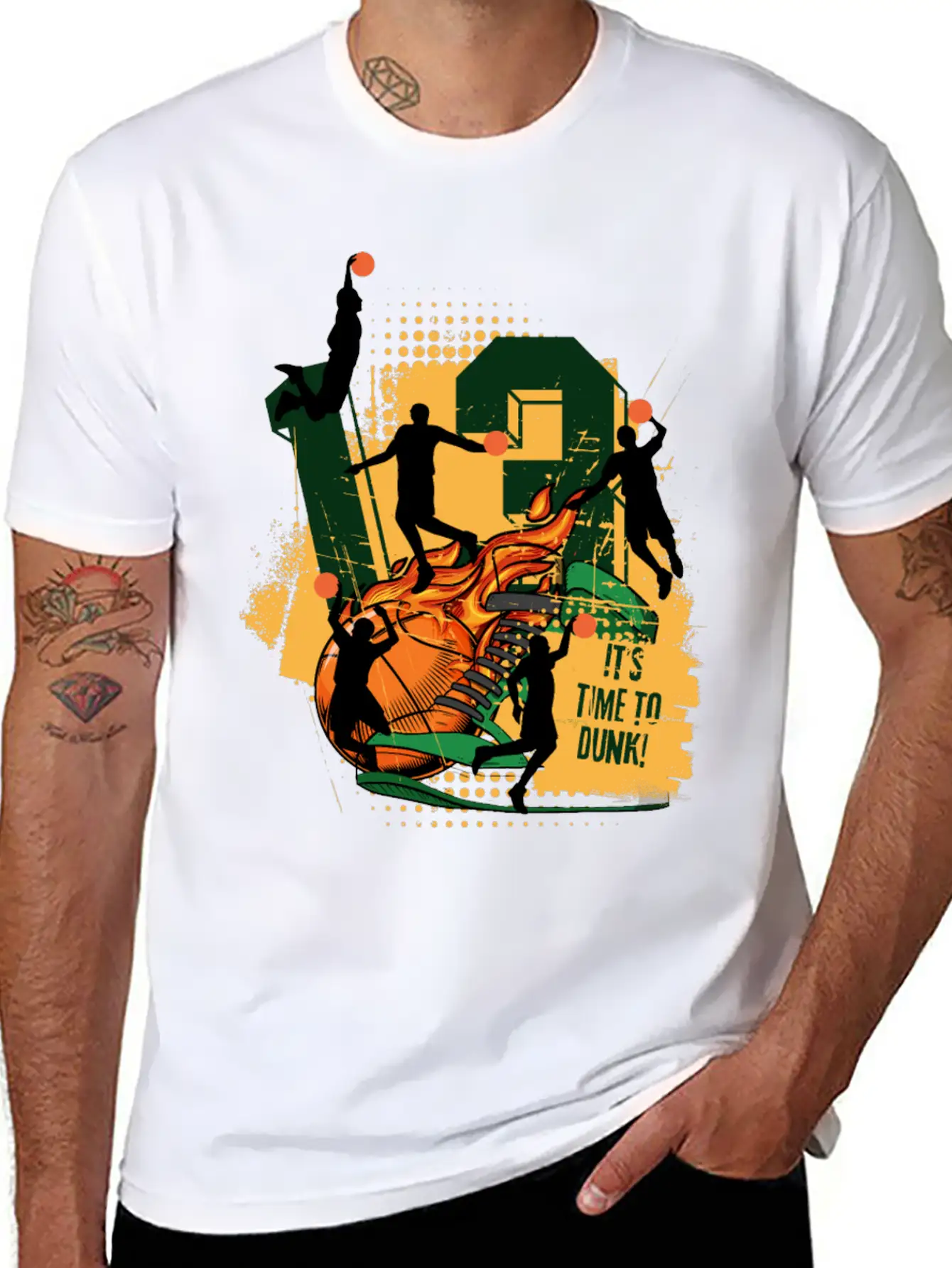 Dynamic Basketball Action It Time To Dunk Unisex Casual T-Shirt – Clean Design For Daily Comfort